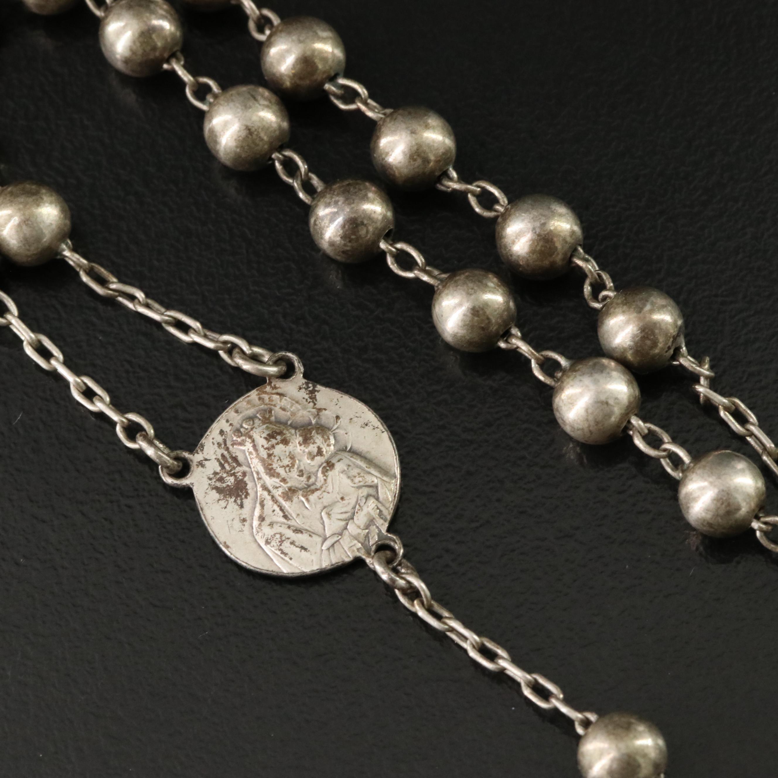 Sterling Rosary with Charms and Enamel Accent