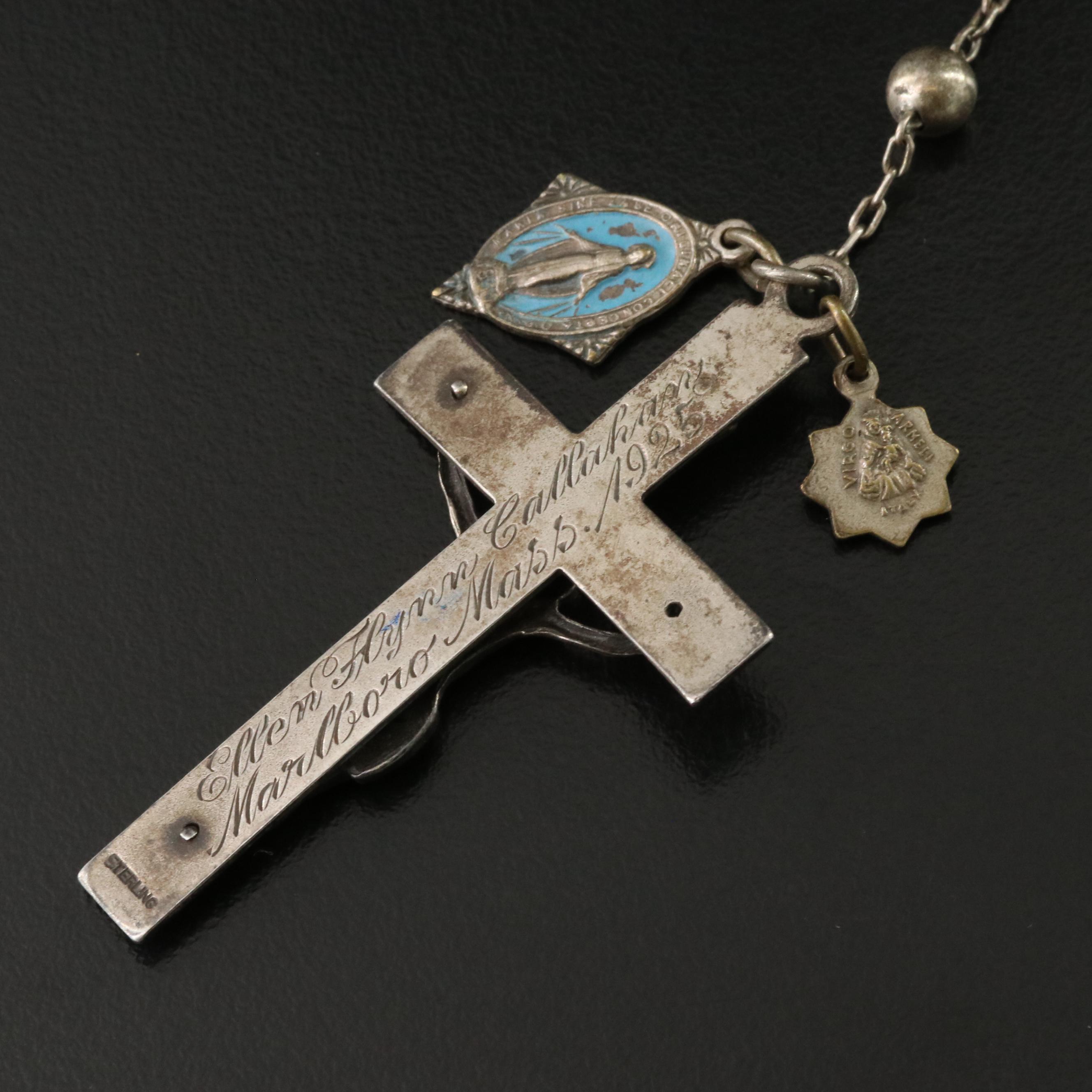 Sterling Rosary with Charms and Enamel Accent