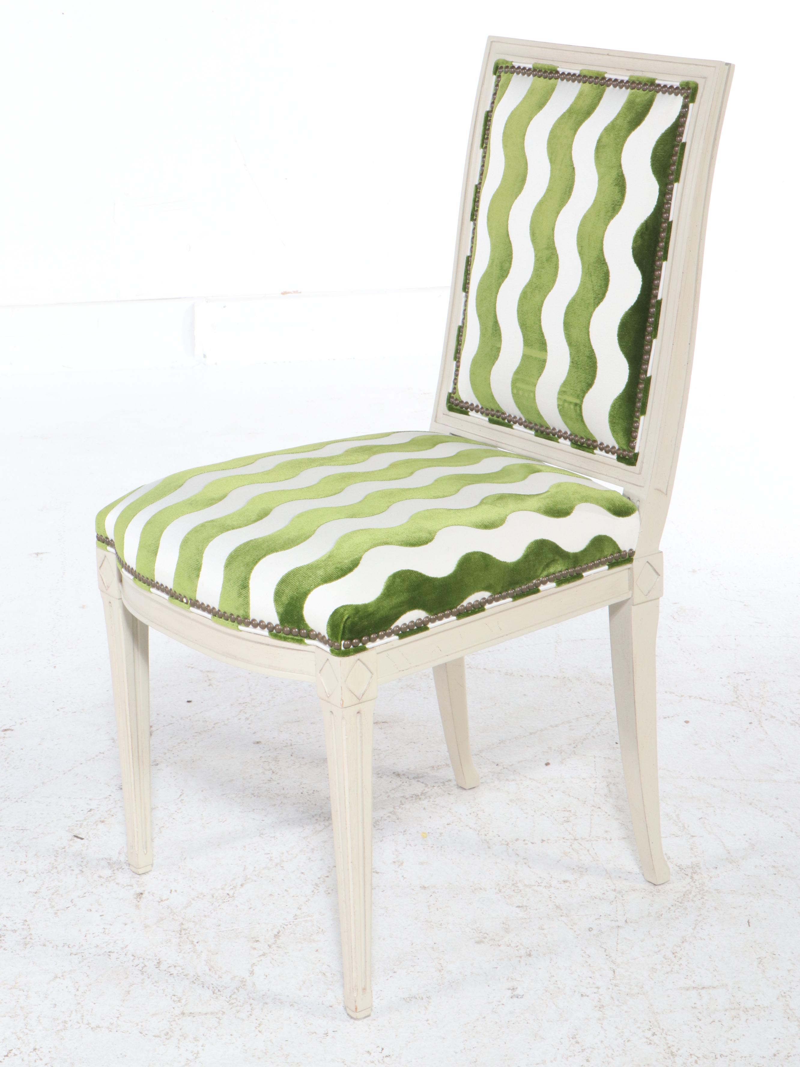 Set of Eight Painted Wood Regency Style Dining Chairs