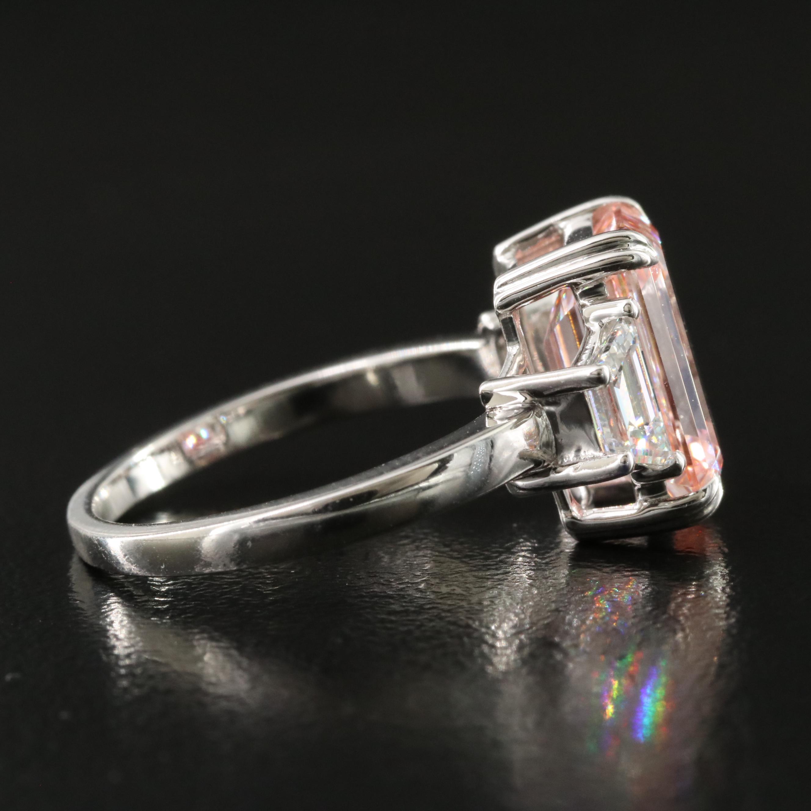 14K 4.66 CTW Lab Grown Diamond Ring with Fancy Pink Center and IGI Report