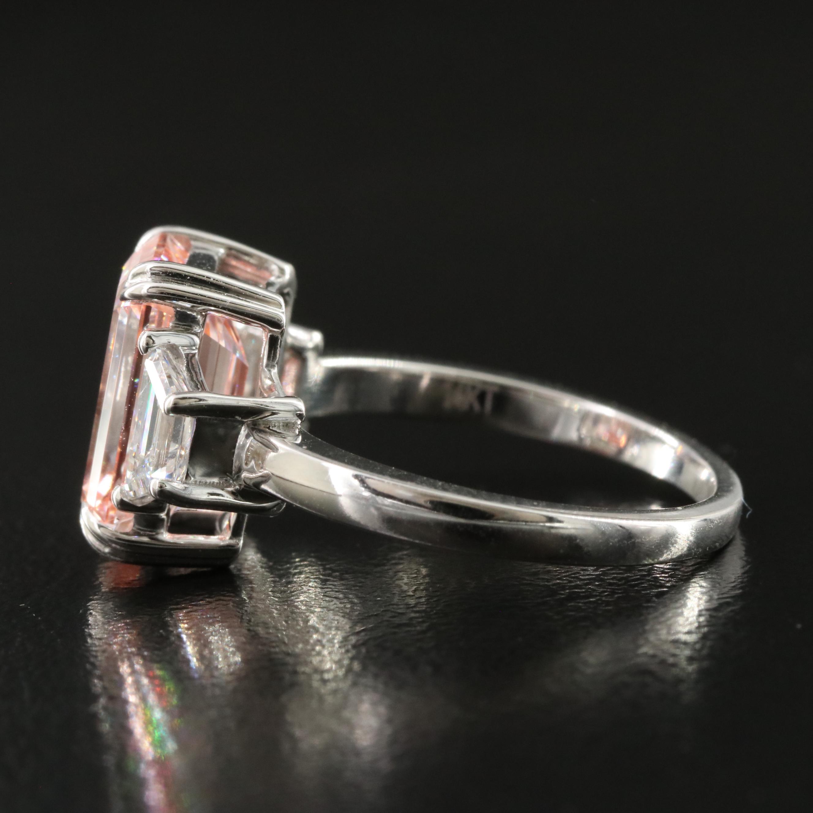 14K 4.66 CTW Lab Grown Diamond Ring with Fancy Pink Center and IGI Report