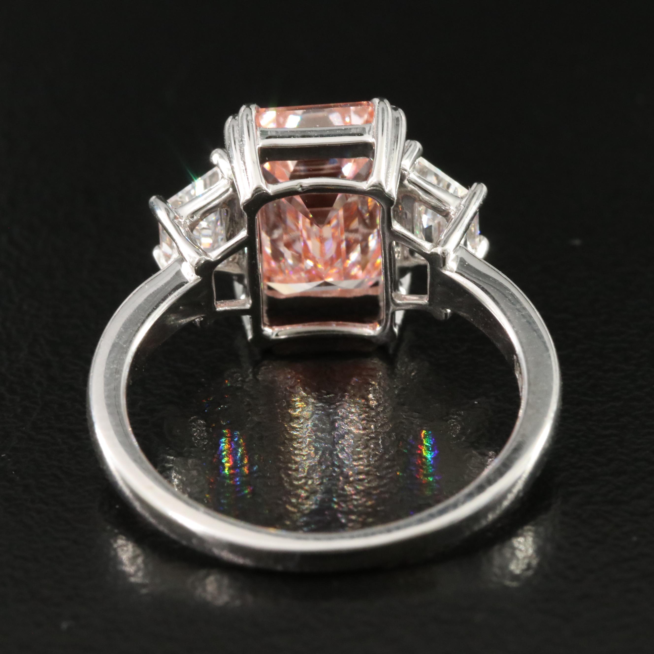 14K 4.66 CTW Lab Grown Diamond Ring with Fancy Pink Center and IGI Report