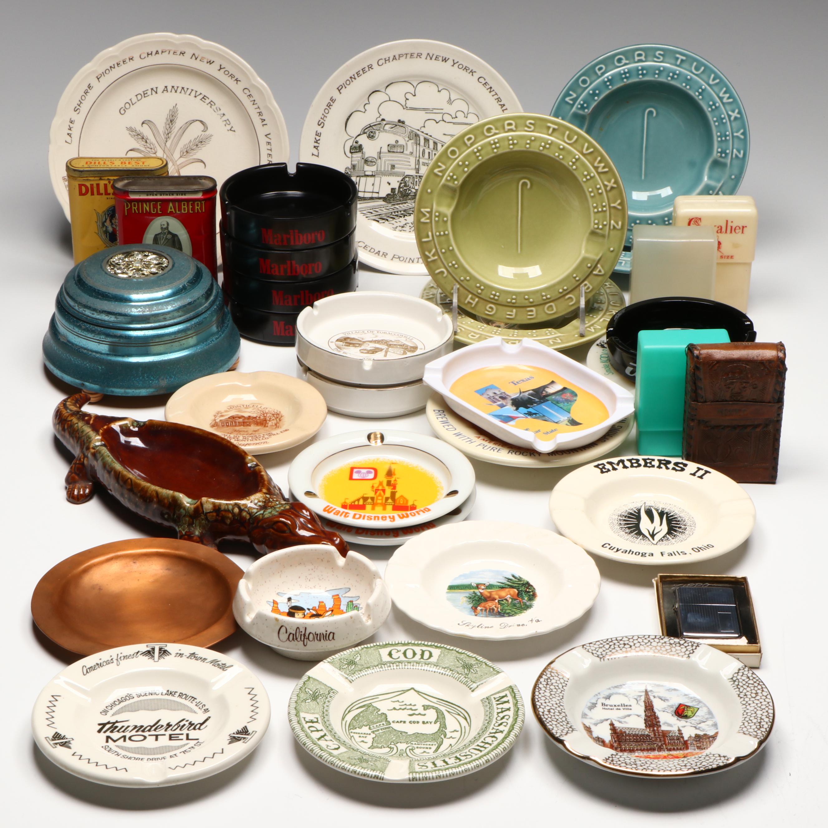 Souvenir Ashtrays with Zippo Lighter, Tobacco Tins and Cigarette Cases