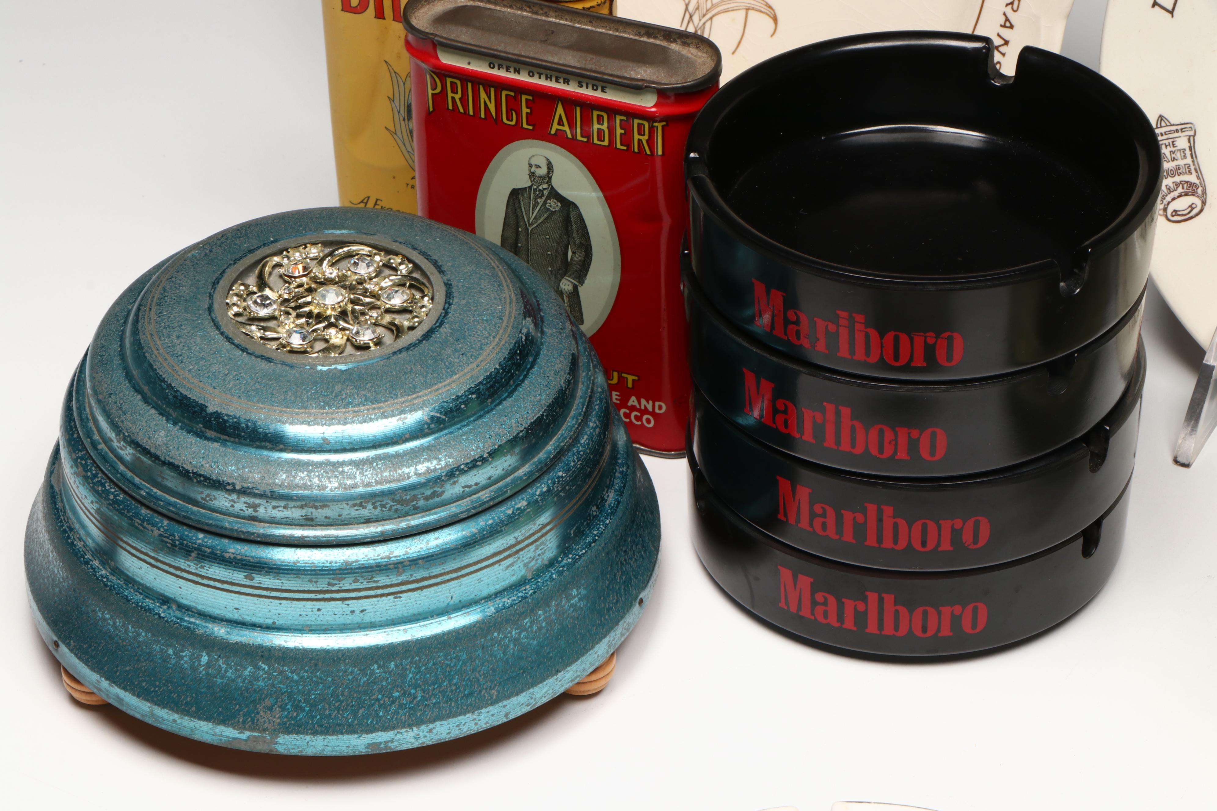 Souvenir Ashtrays with Zippo Lighter, Tobacco Tins and Cigarette Cases