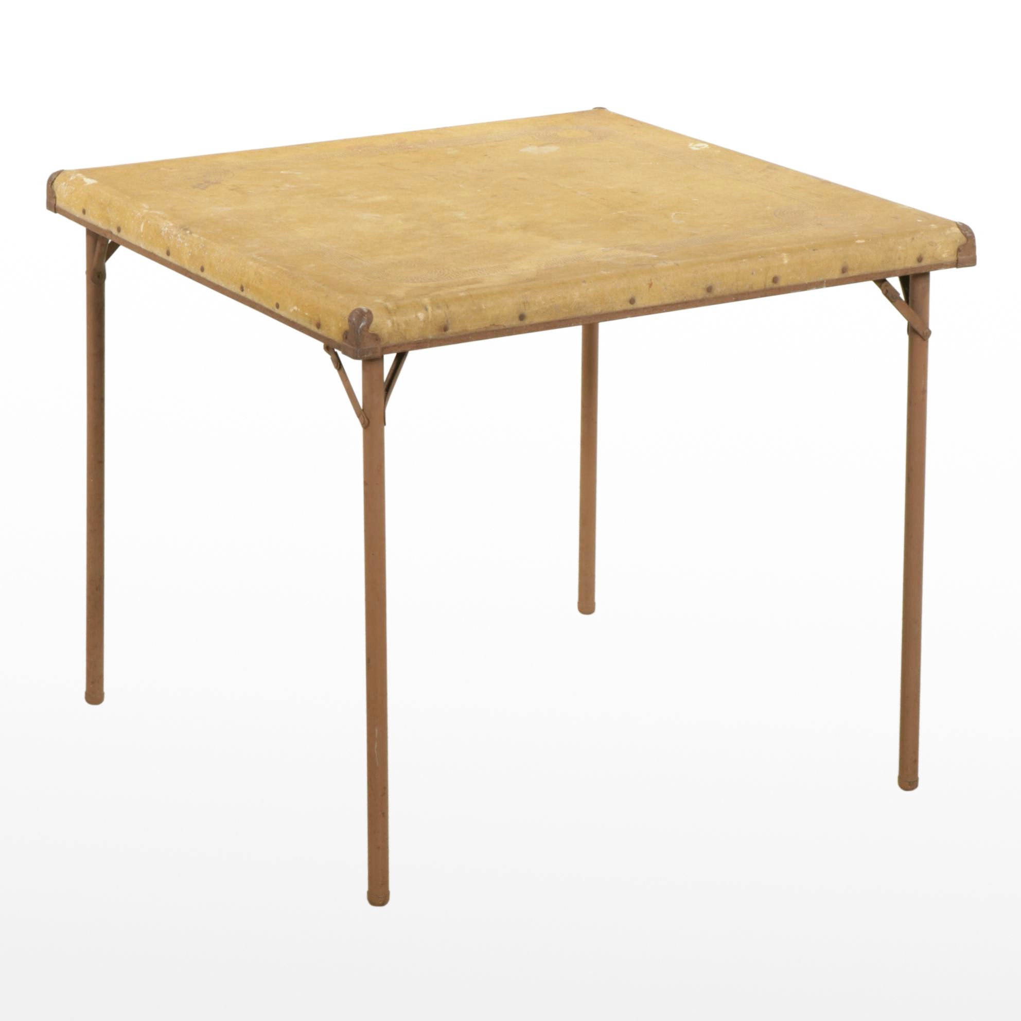 Sampson Folding Card Table with Embossed Top, Mid 20th Century