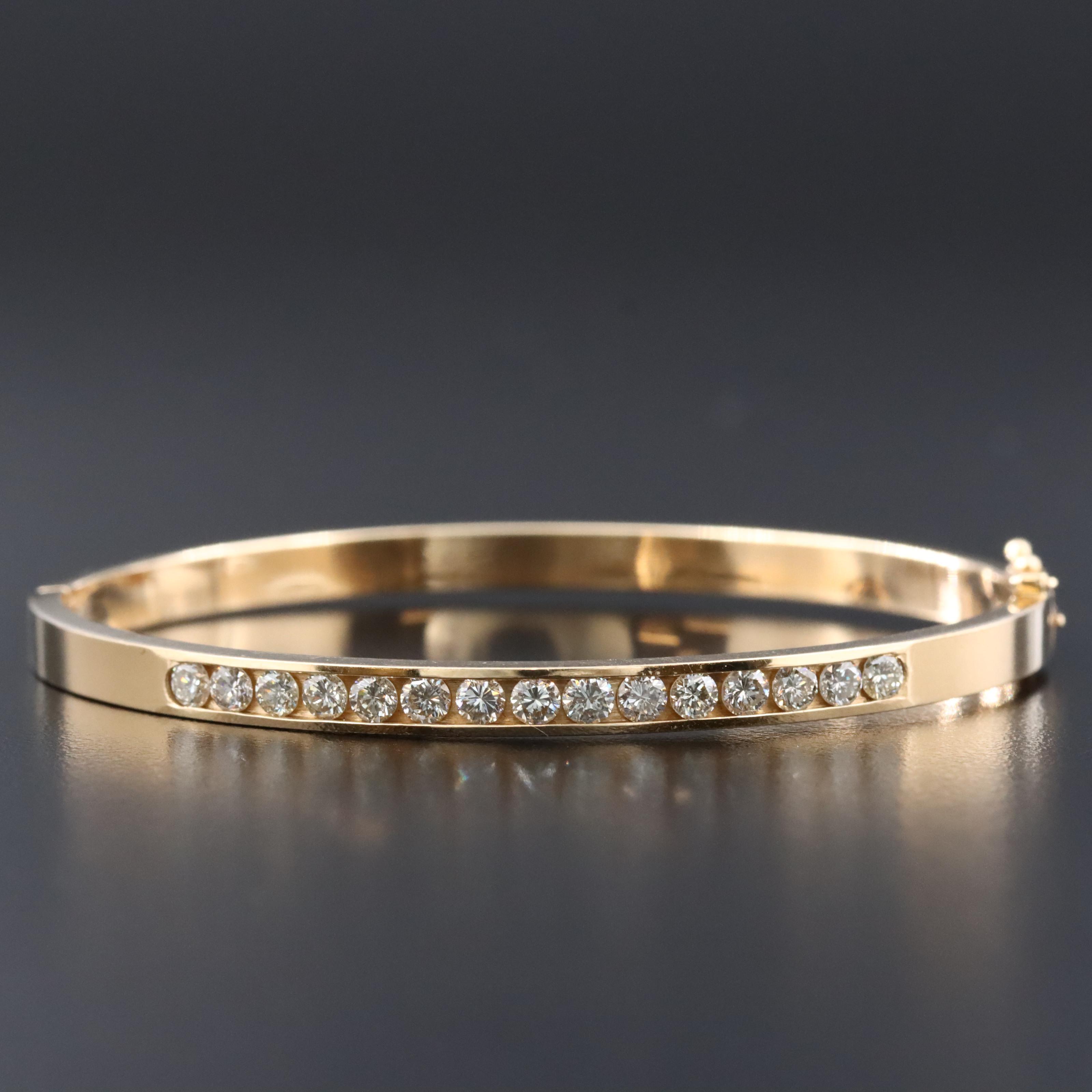14K 1.05 CTW Diamond Hinged Bangle Bracelet