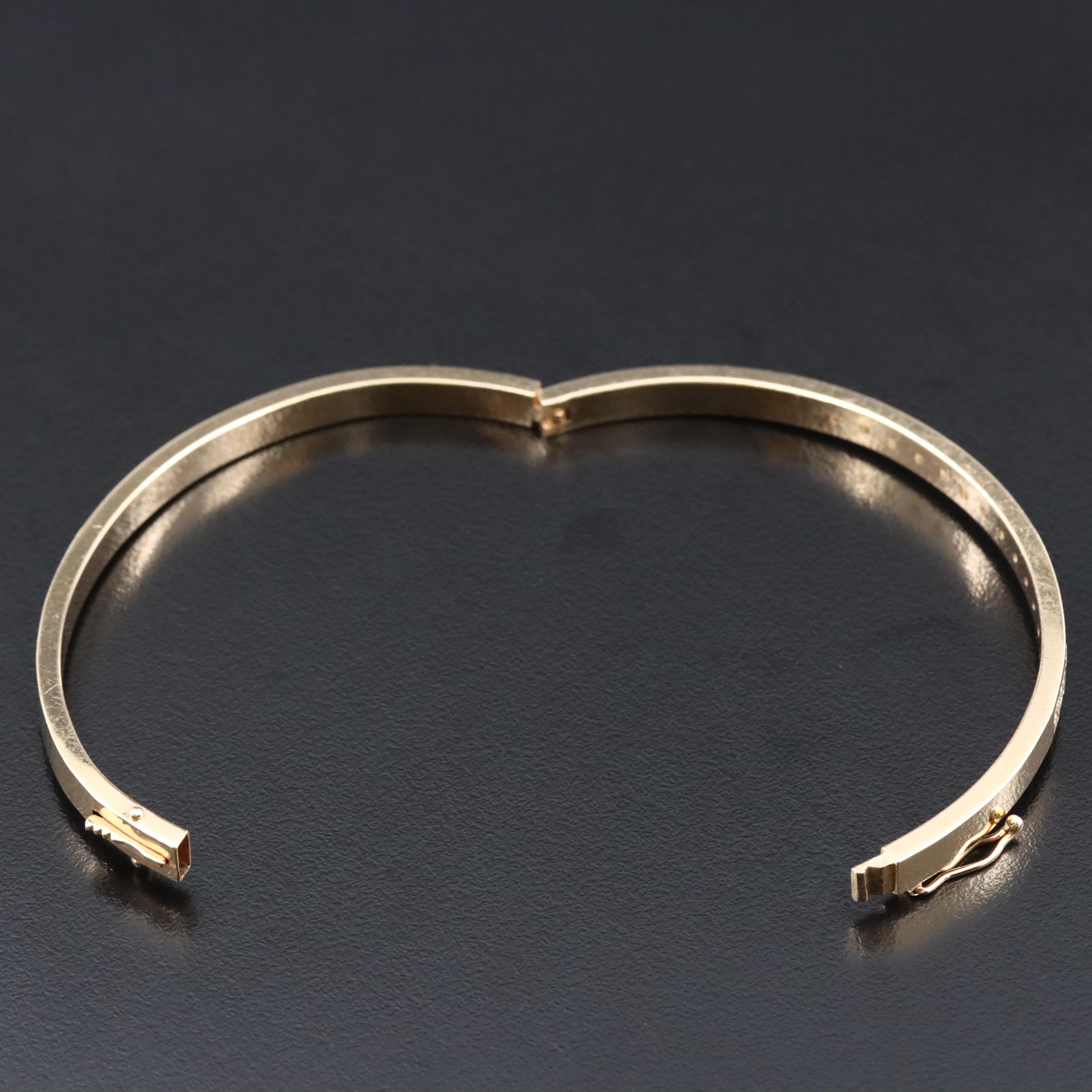 14K 1.05 CTW Diamond Hinged Bangle Bracelet