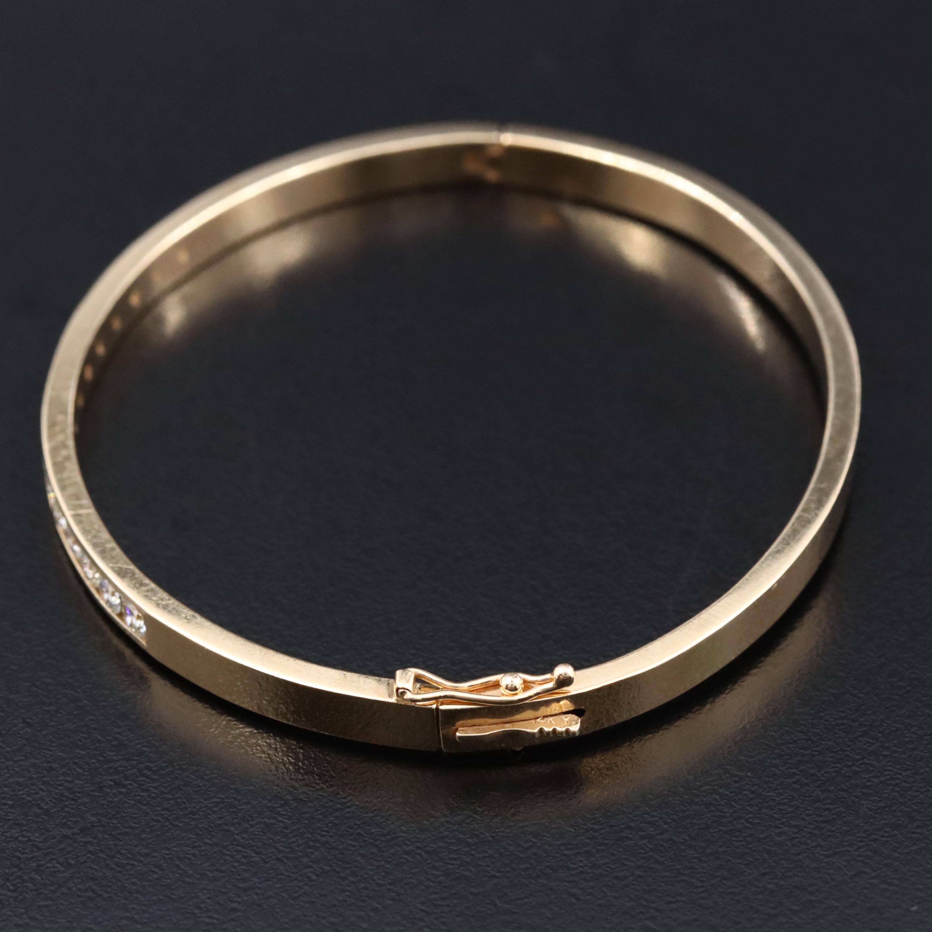 14K 1.05 CTW Diamond Hinged Bangle Bracelet