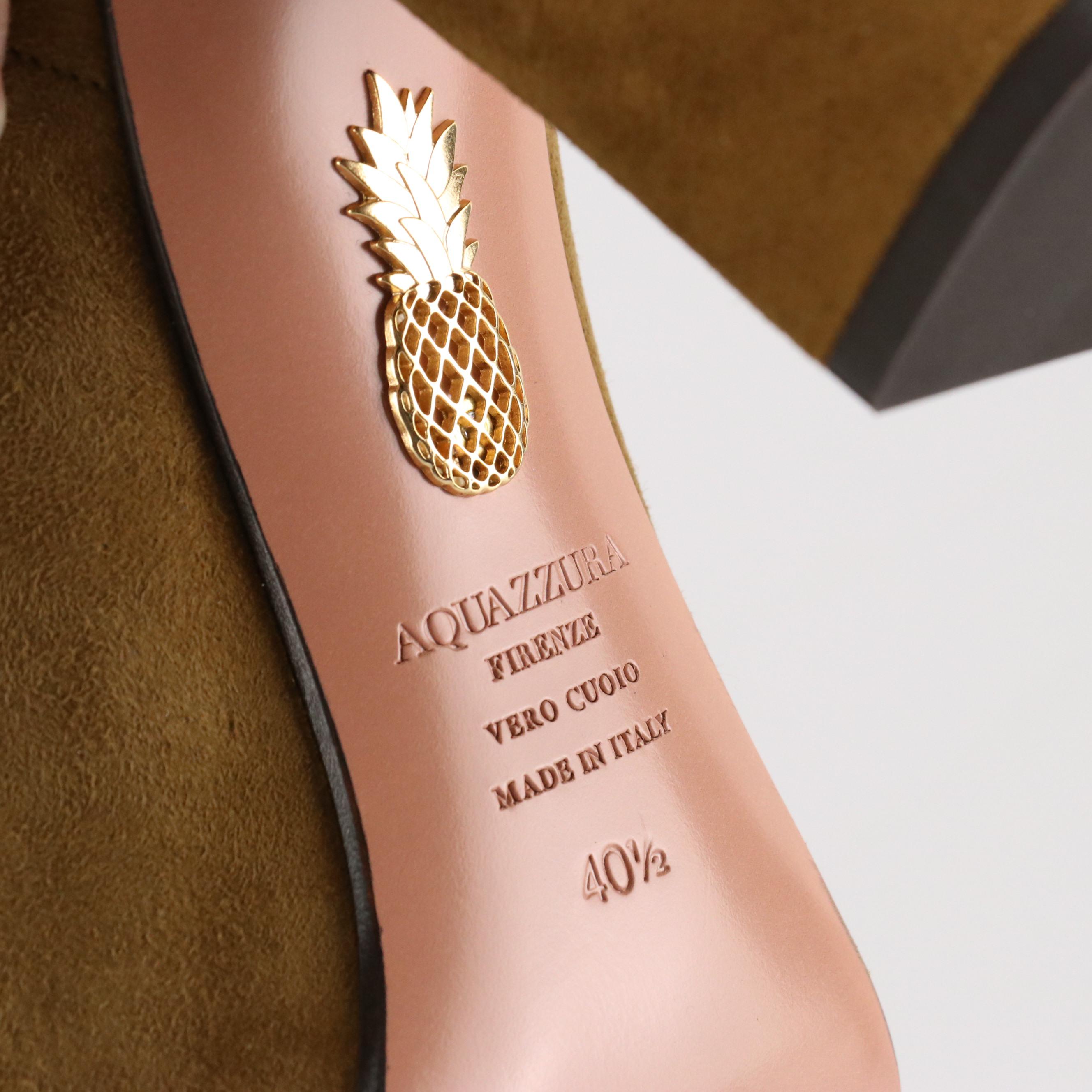 Aquazzura Pointed-Toe Mid Calf Boots in Olive Green Suede