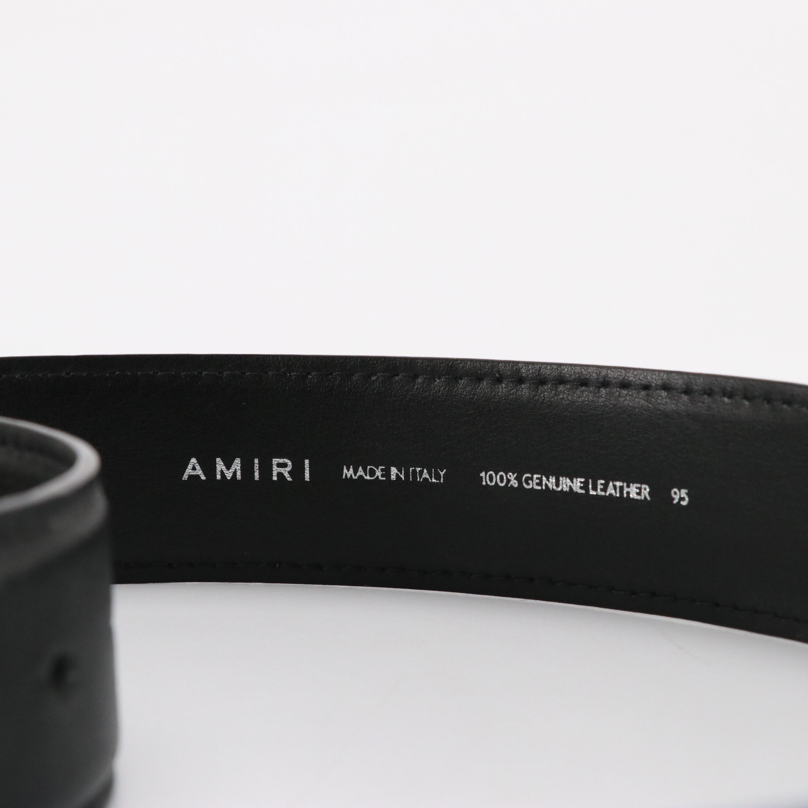 Men's Amiri "MA" Belt in Black Calfskin Leather