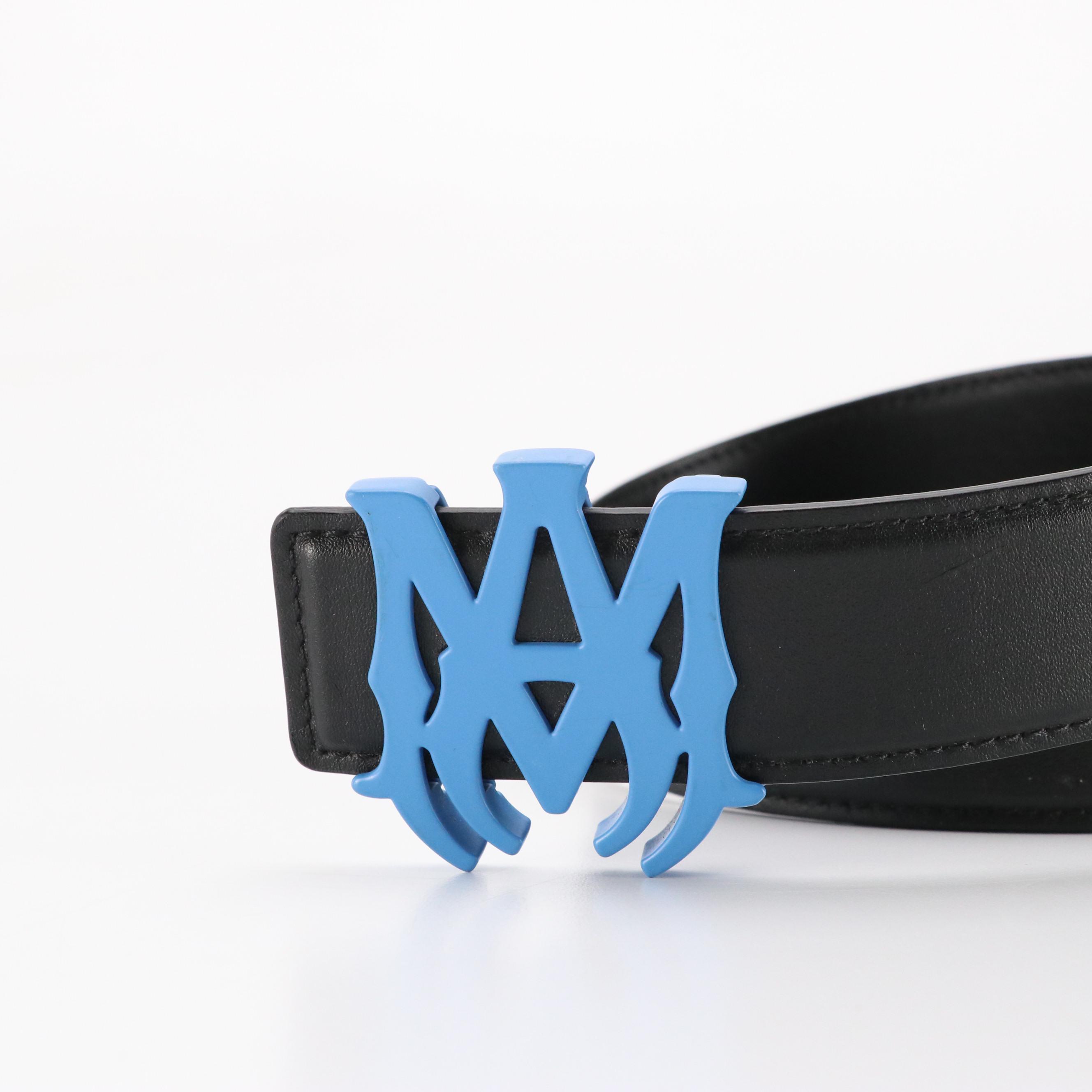 Men's Amiri "MA" Belt in Black Calfskin Leather