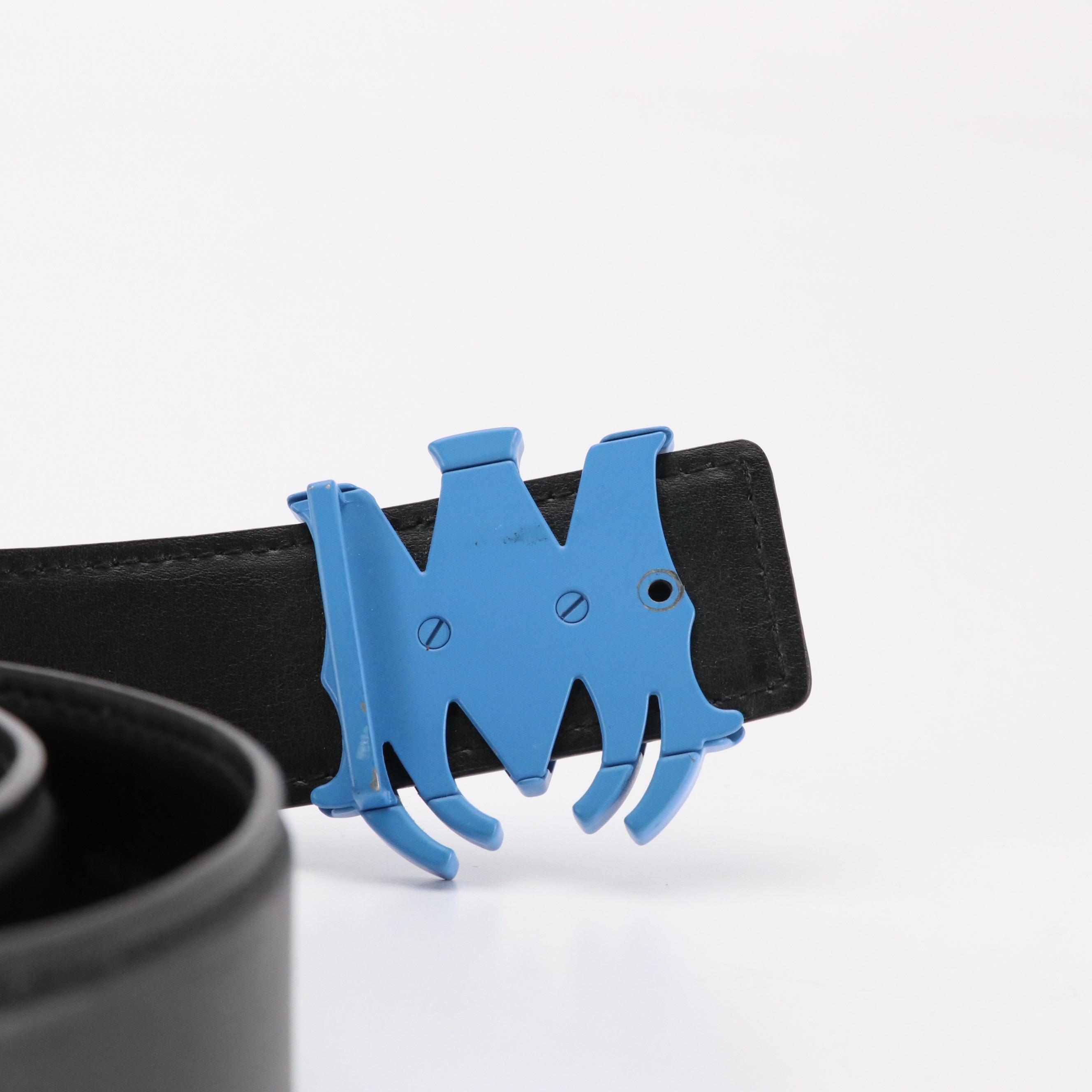 Men's Amiri "MA" Belt in Black Calfskin Leather