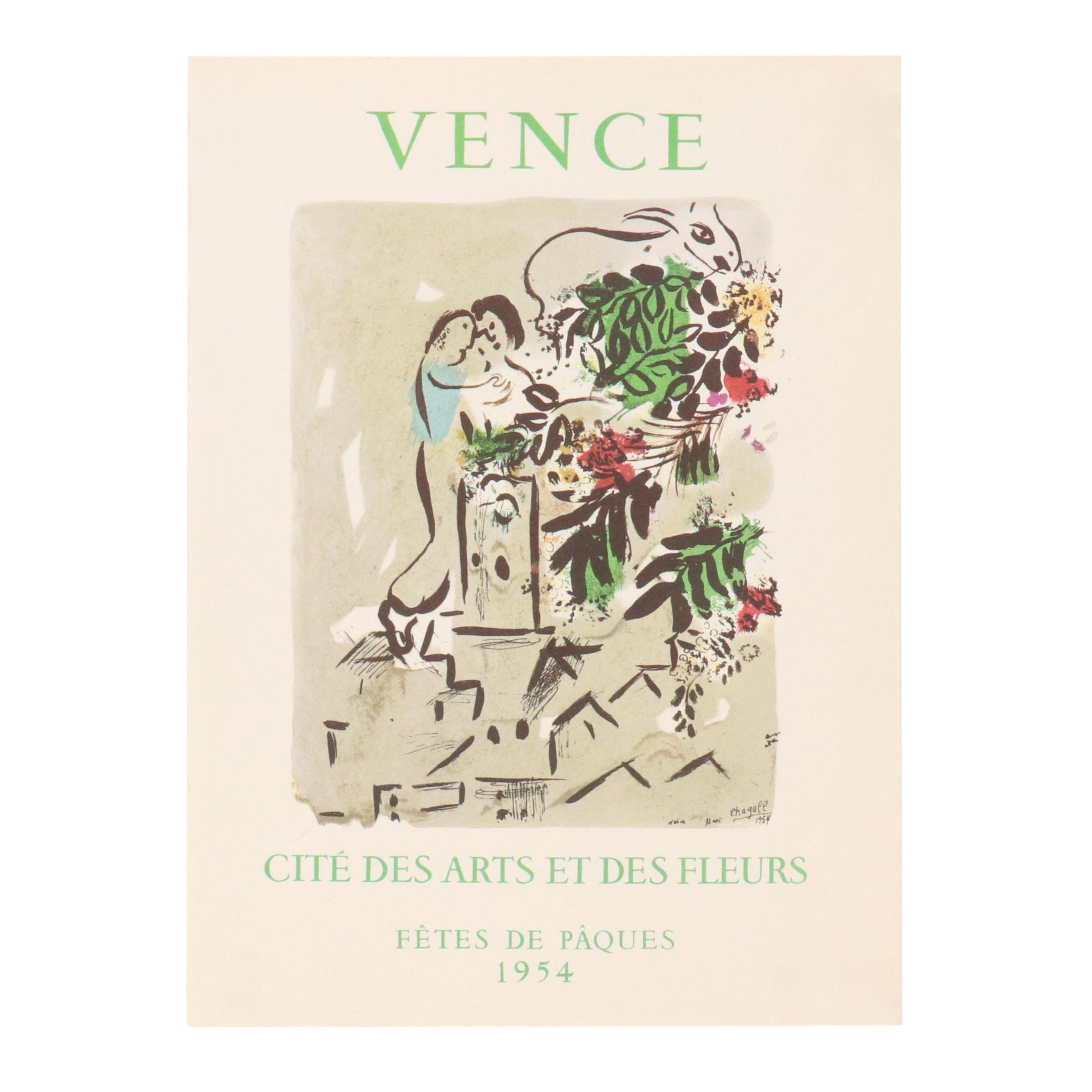 Offset Lithograph After Marc Chagall "Vence" Easter Celebration Poster, 1959