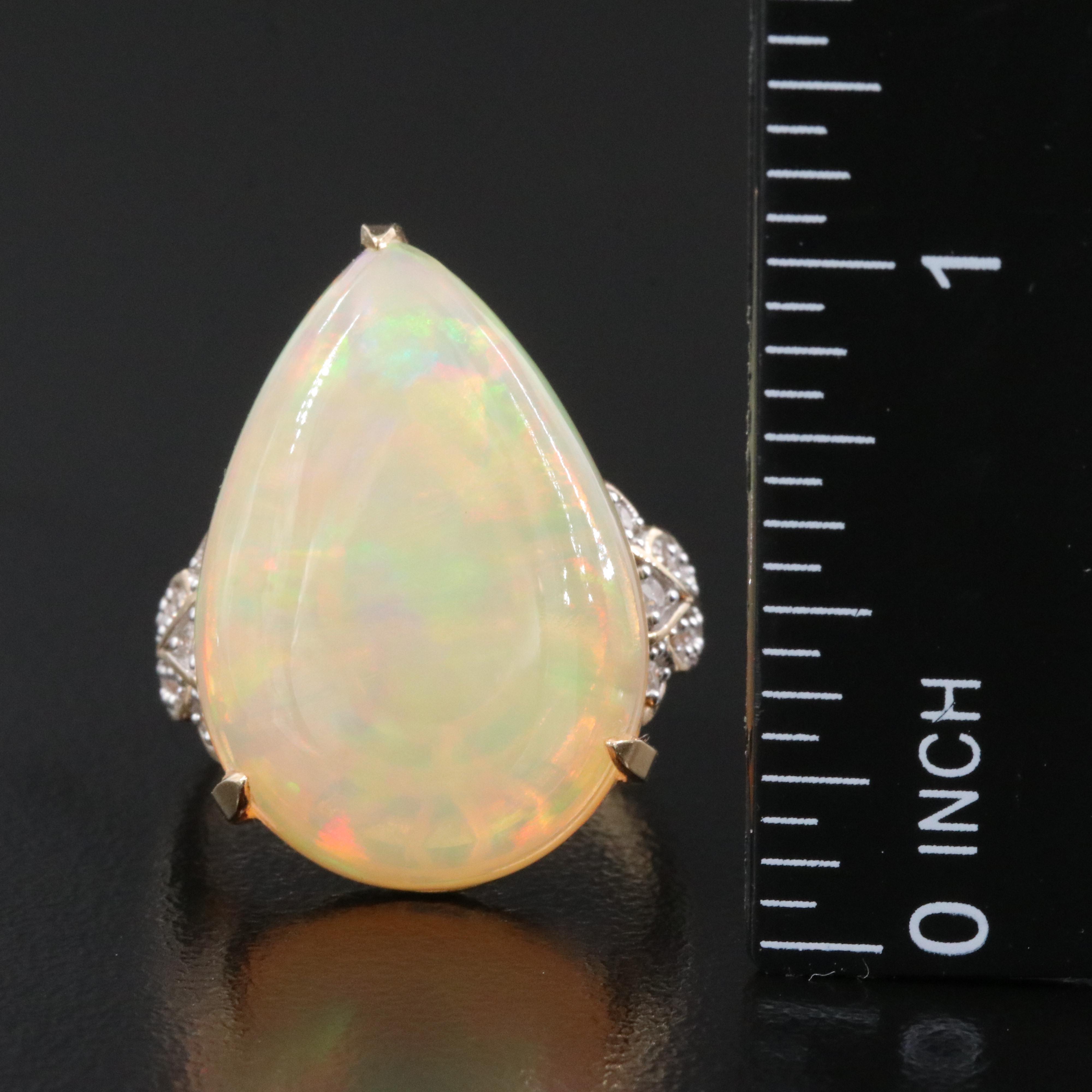 14K 16.33 CT Opal and Diamond Ring