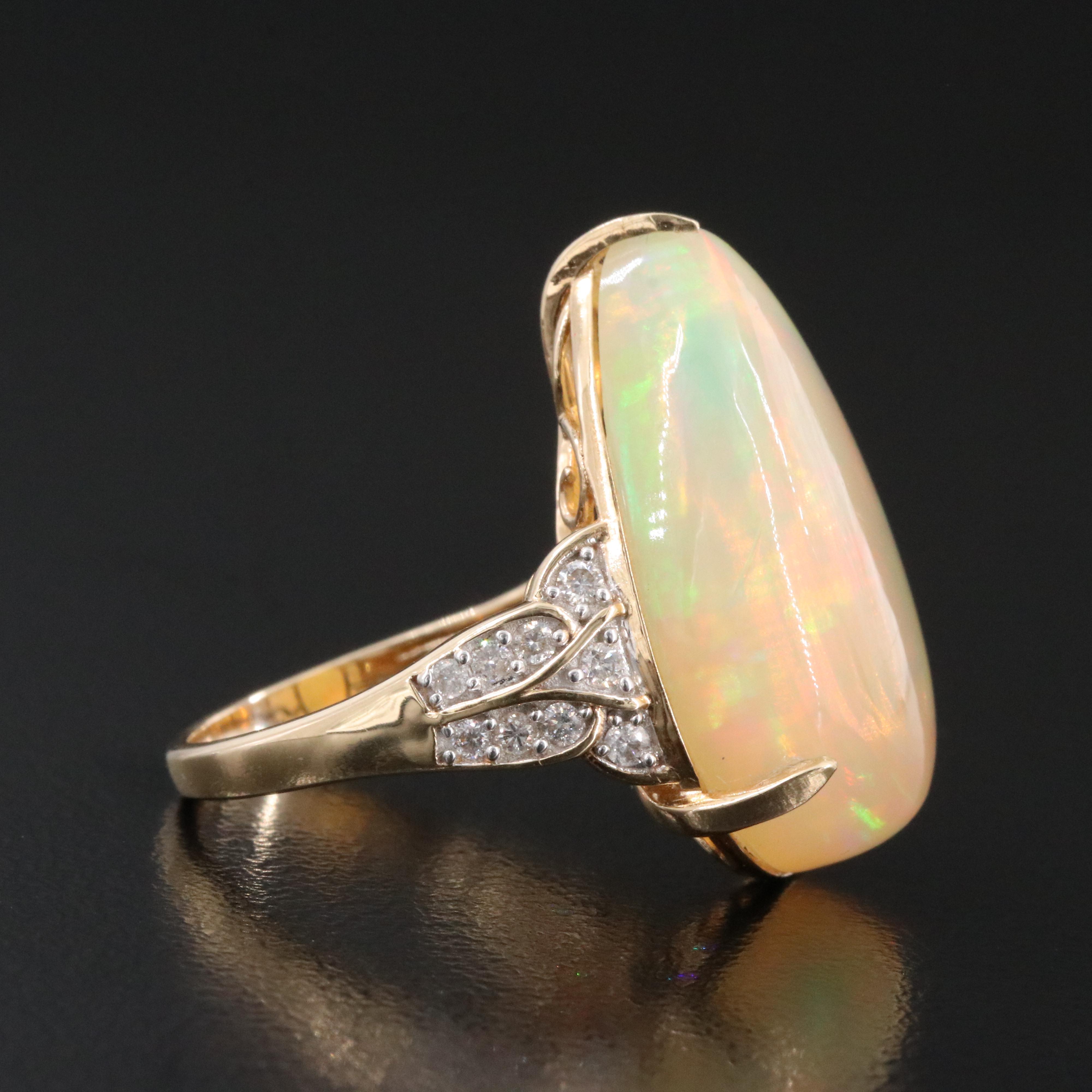14K 16.33 CT Opal and Diamond Ring
