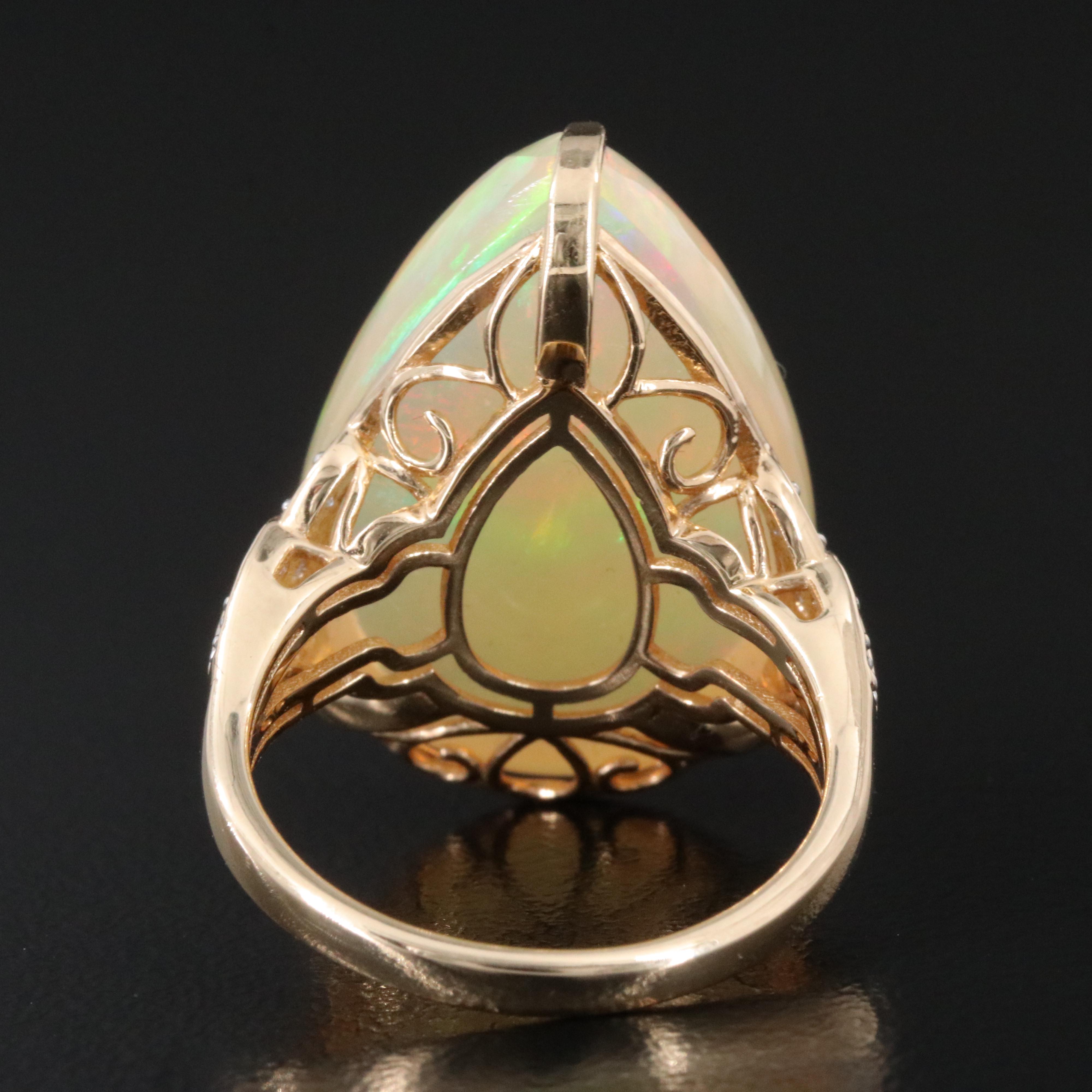 14K 16.33 CT Opal and Diamond Ring