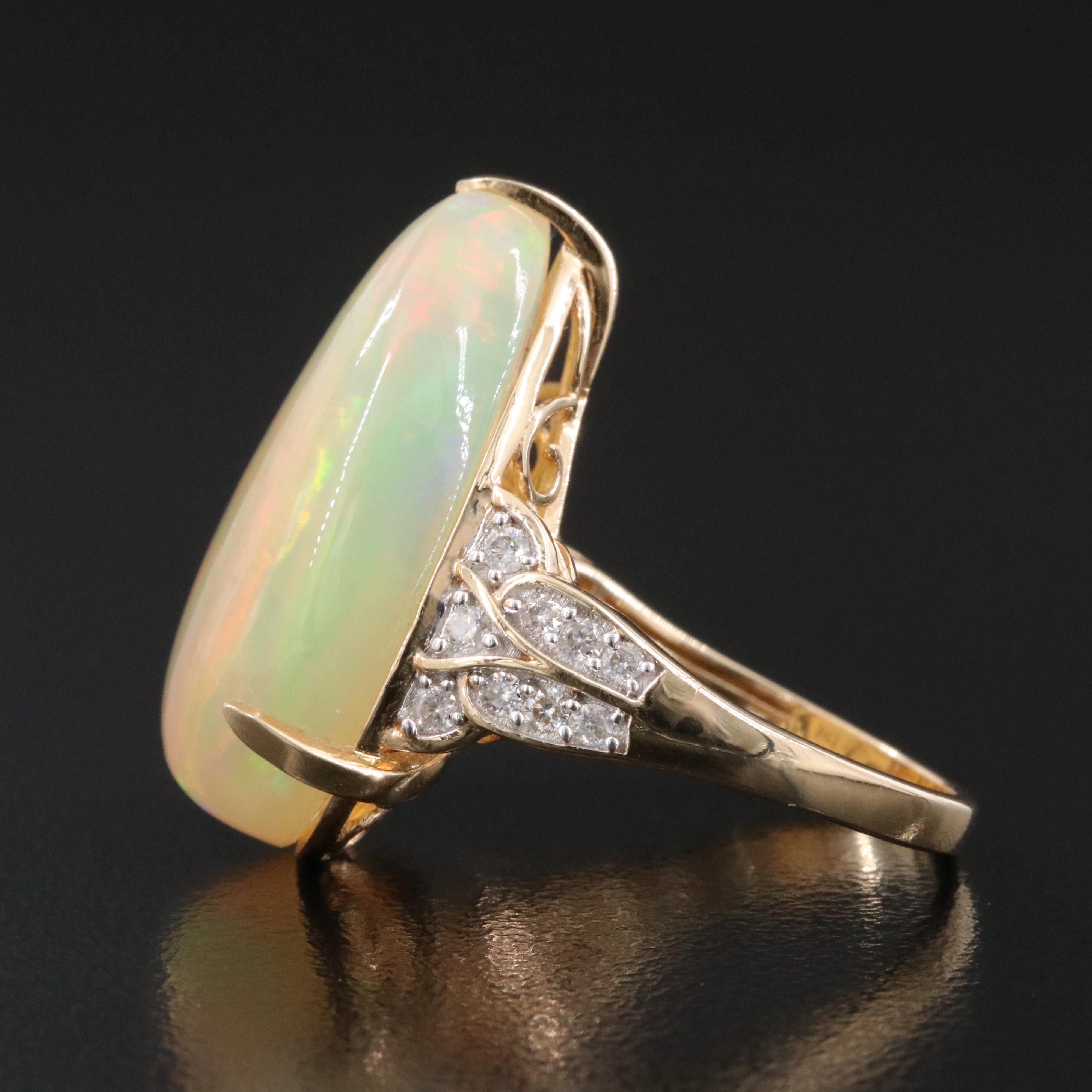 14K 16.33 CT Opal and Diamond Ring