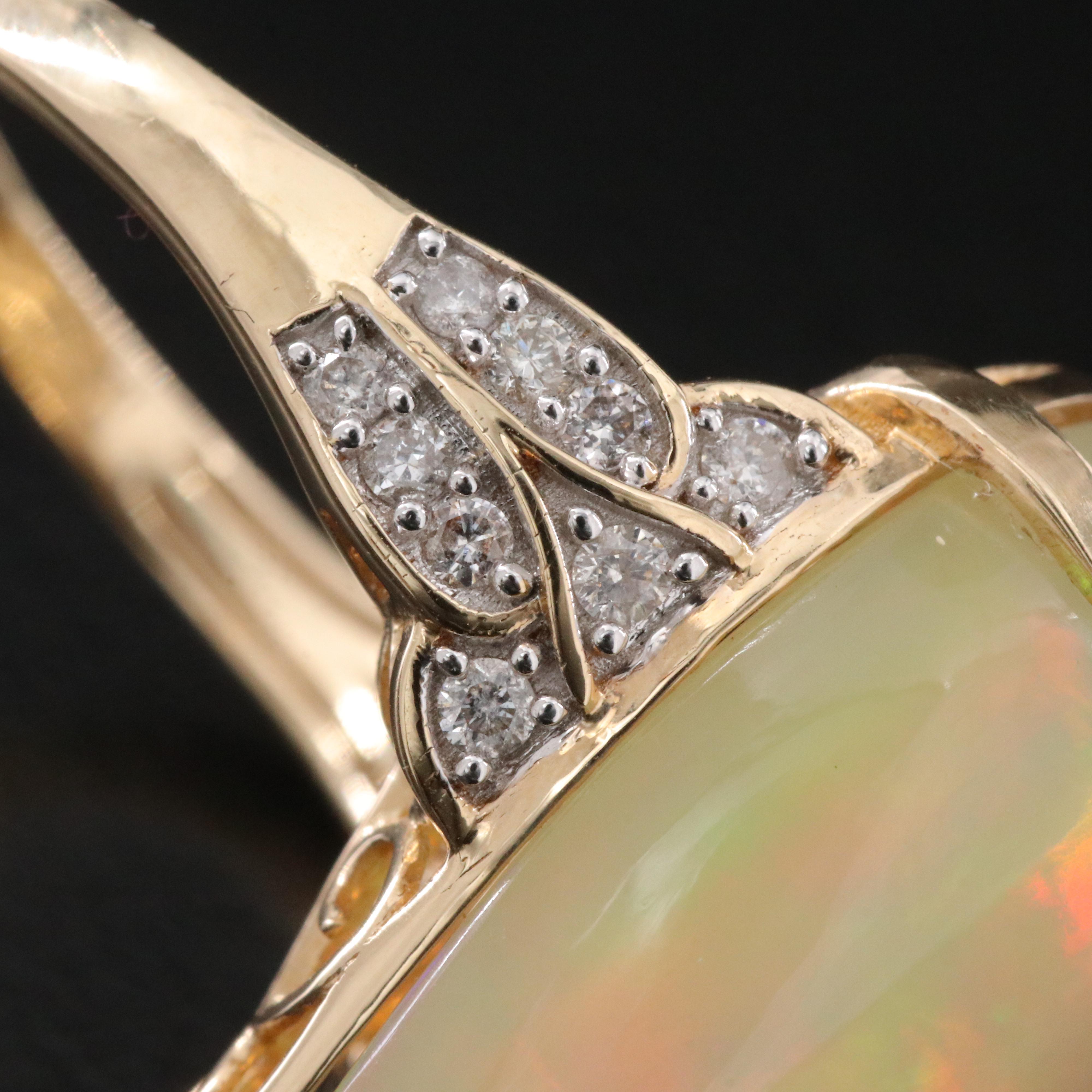 14K 16.33 CT Opal and Diamond Ring
