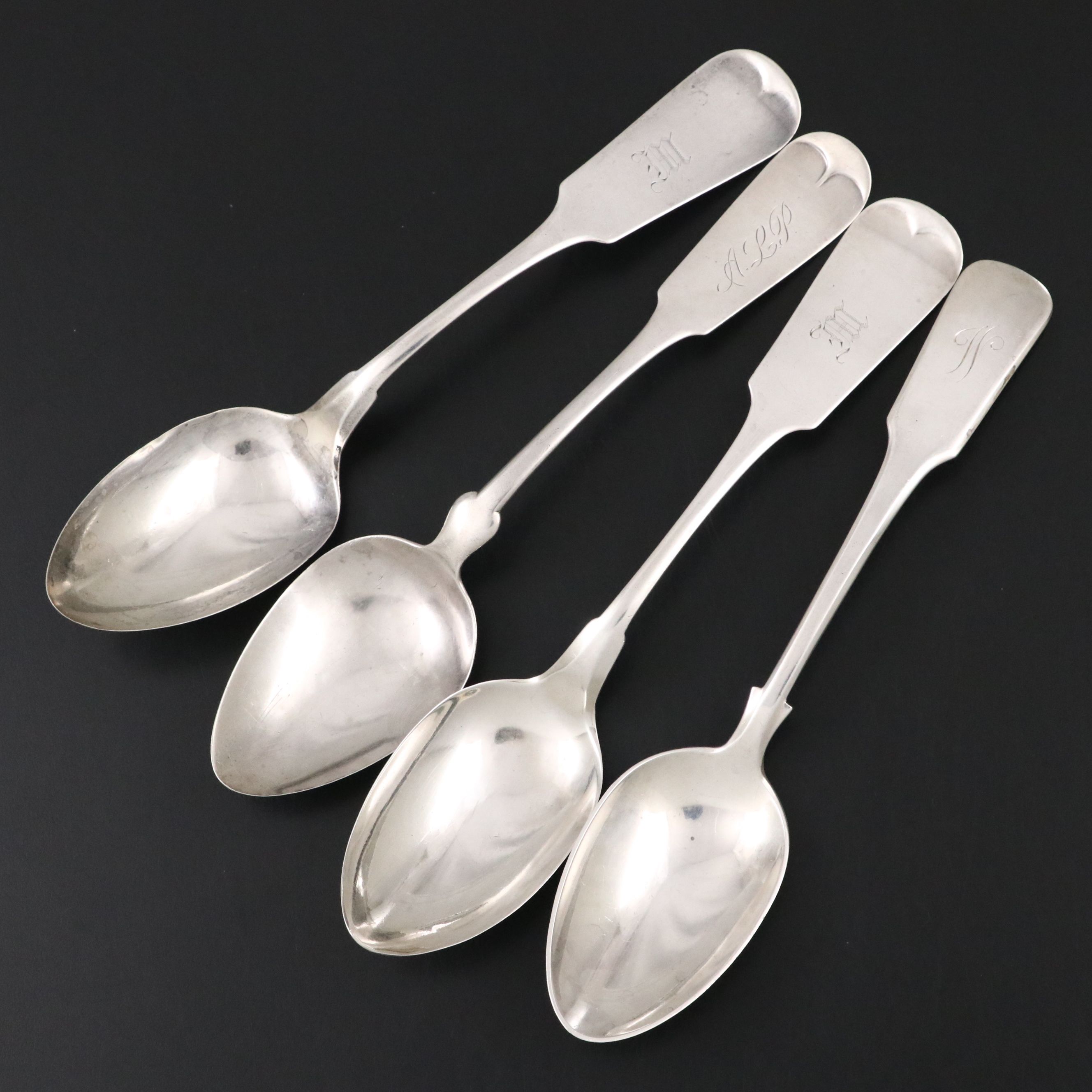 Towle with Other Sterling Fiddle Spoons and Silver Plate Serving Utensils
