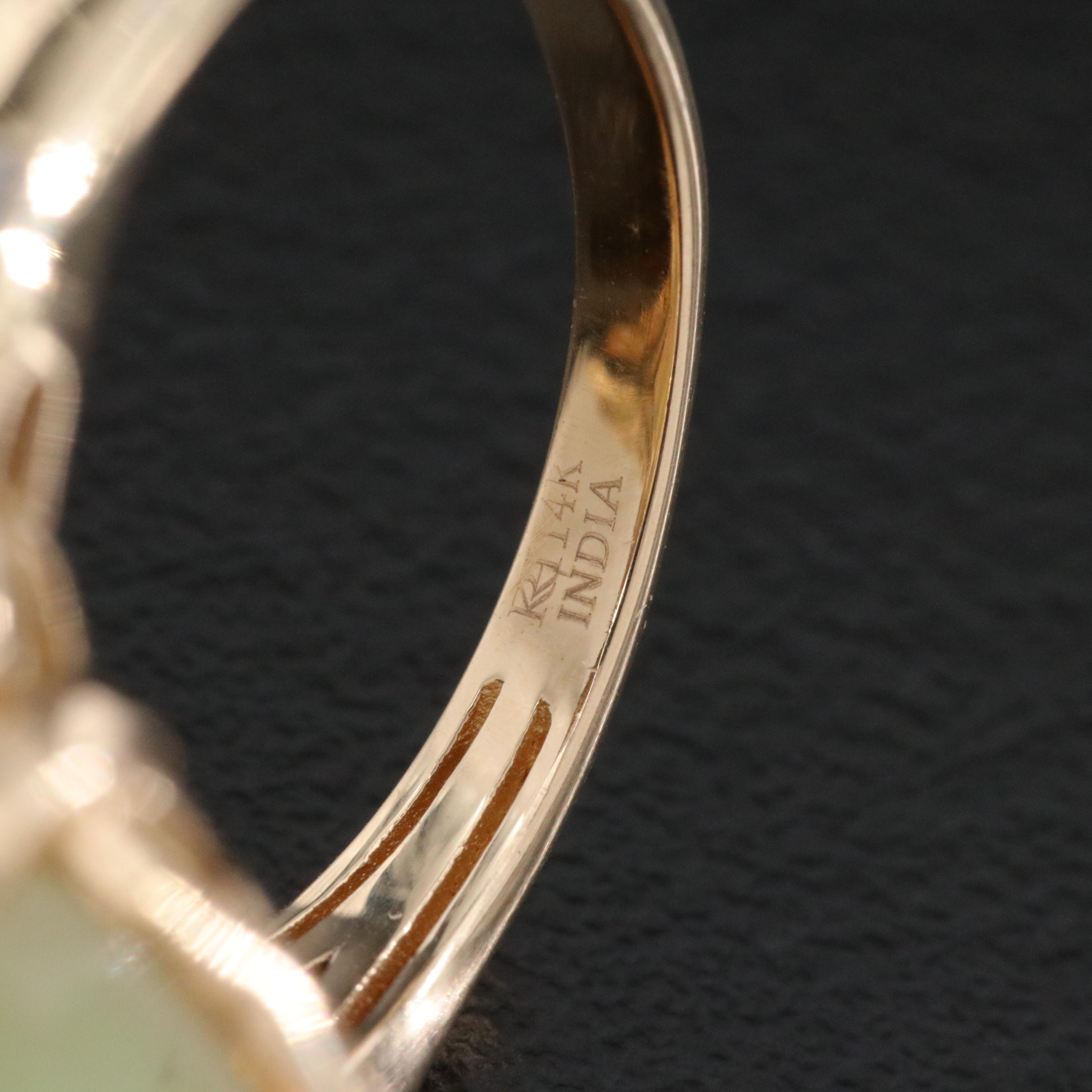 14K 16.33 CT Opal and Diamond Ring