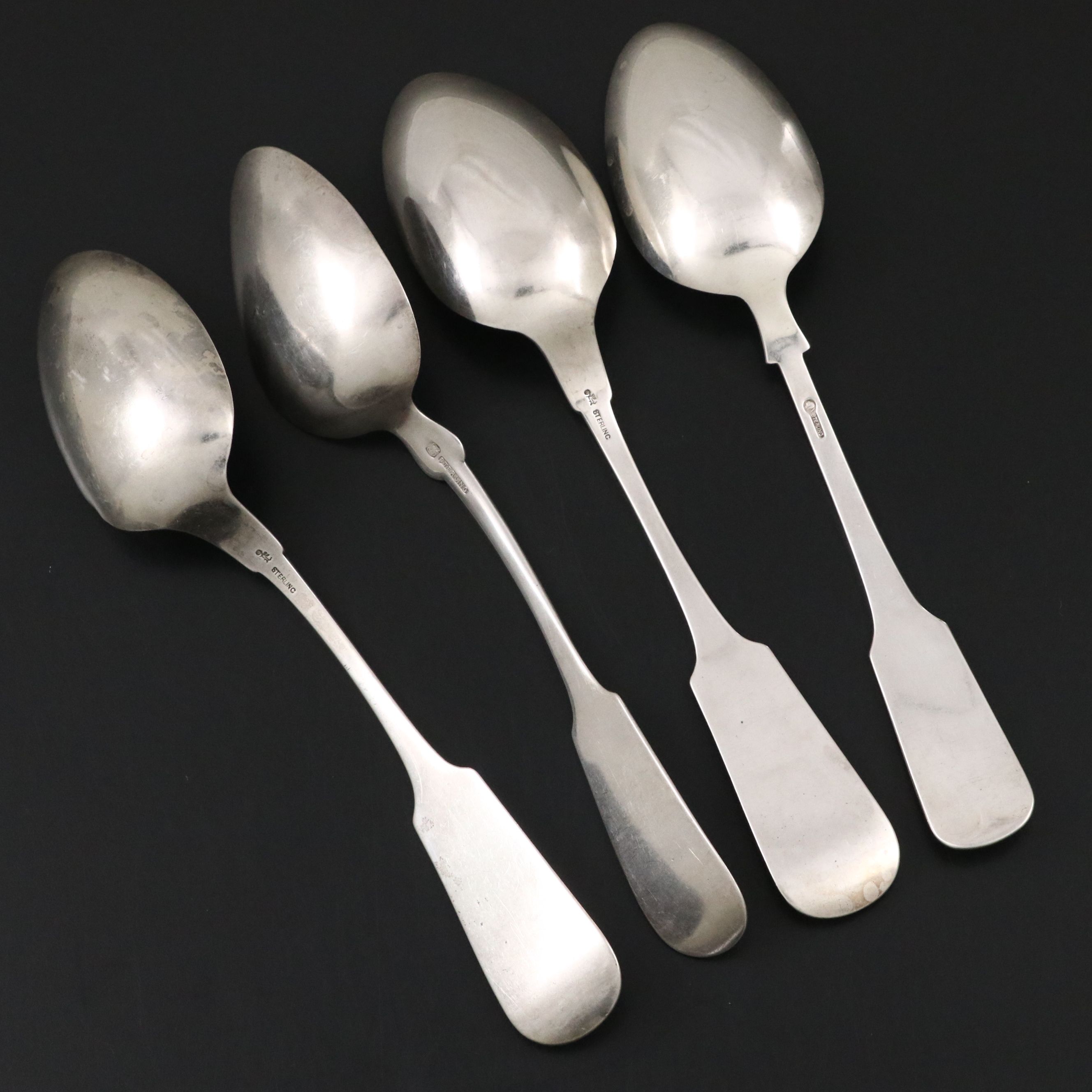 Towle with Other Sterling Fiddle Spoons and Silver Plate Serving Utensils
