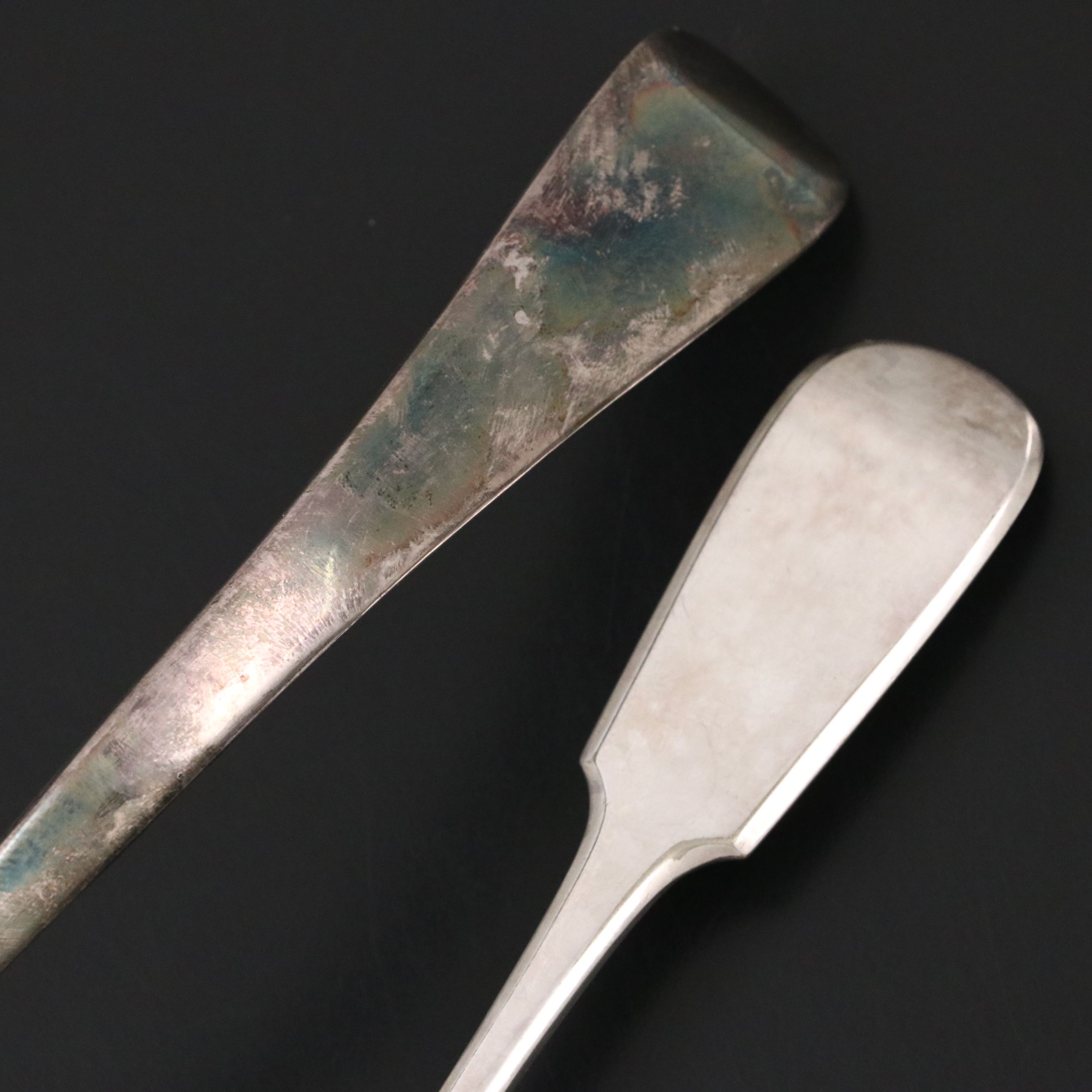 Towle with Other Sterling Fiddle Spoons and Silver Plate Serving Utensils