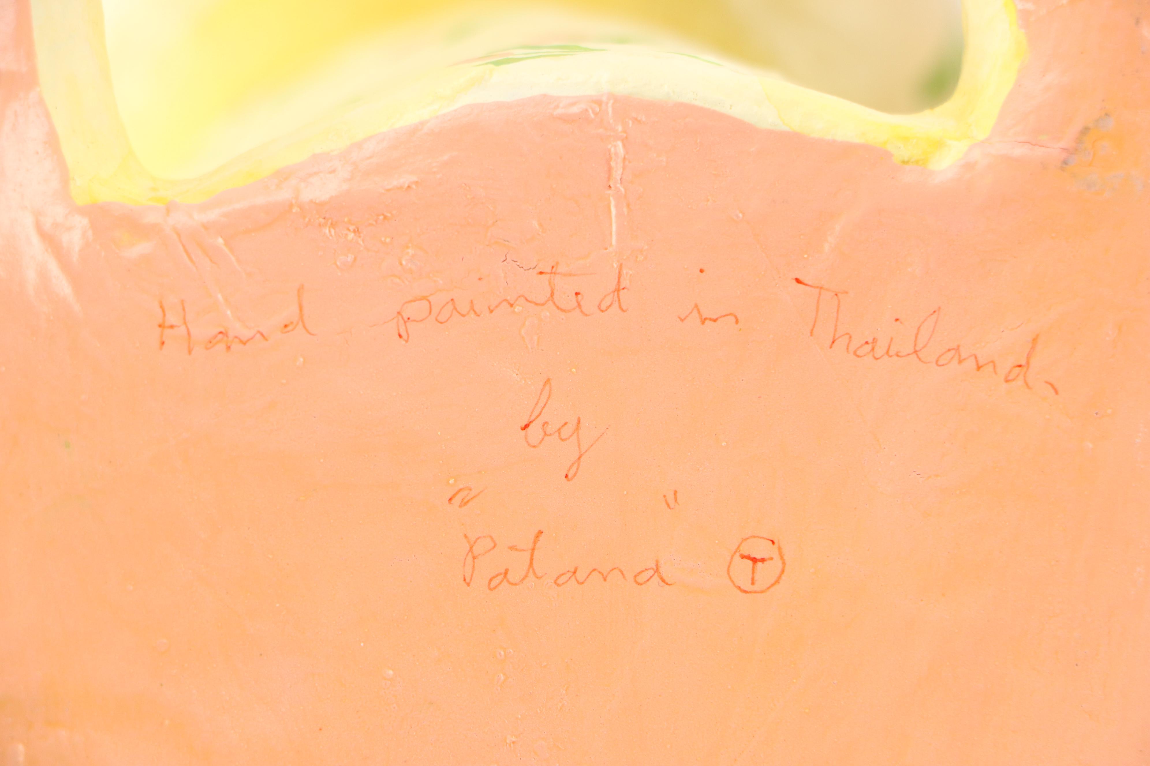 Hand Painted Papier-Mâché Easter Bunny Figurines with Egg Nest Baskets