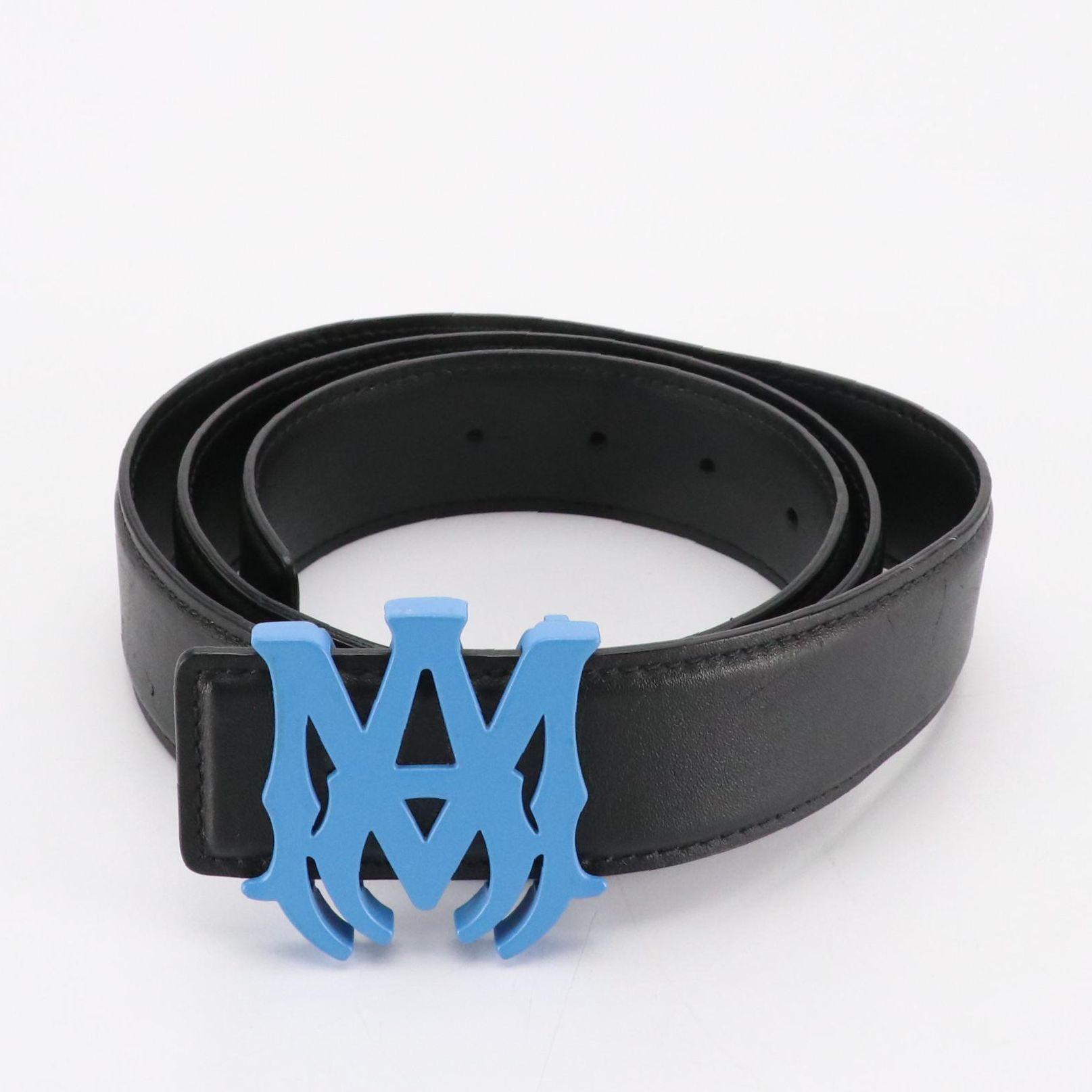 Men's Amiri "MA" Belt in Black Calfskin Leather