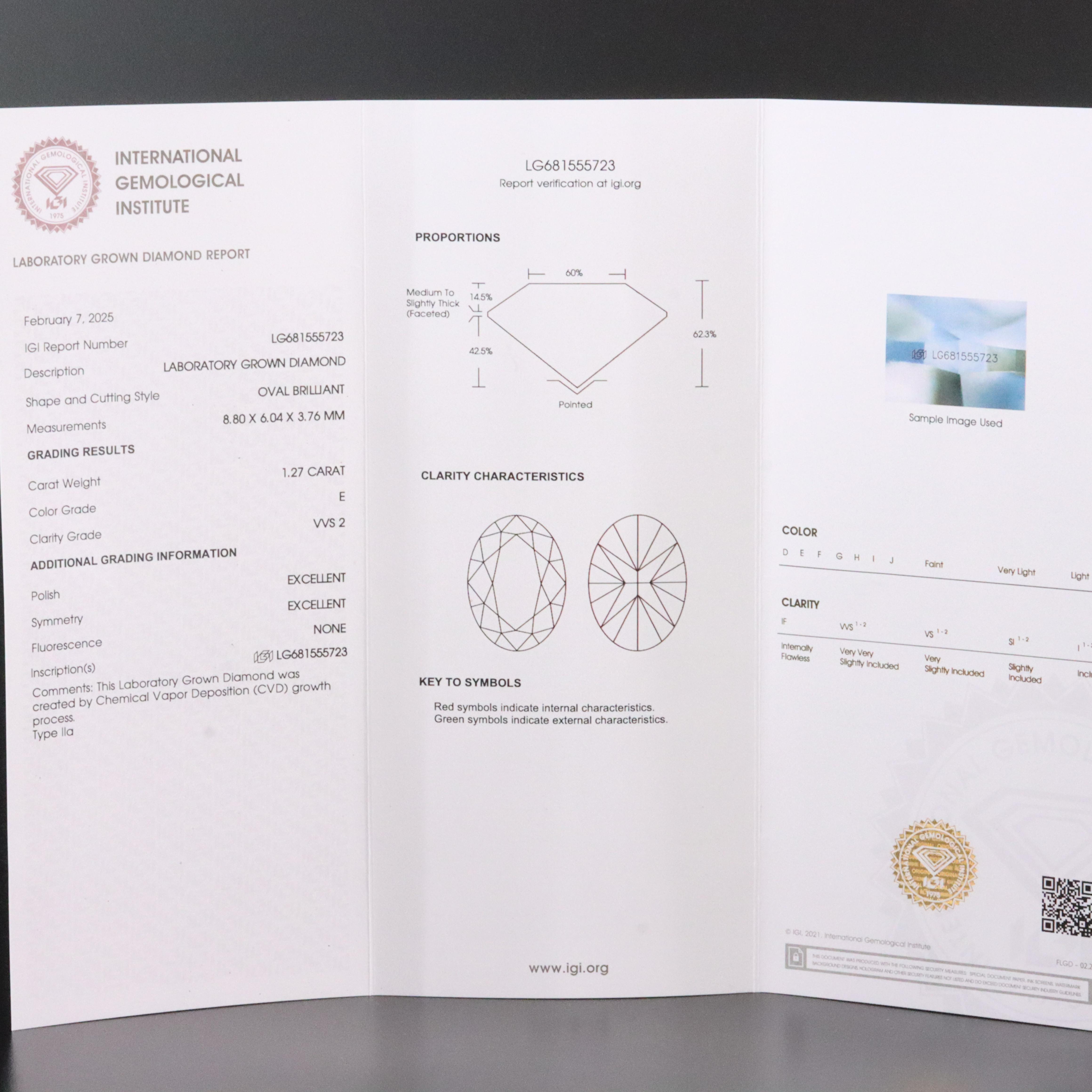 14K 2.61 CTW Lab Grown Diamond Stud Earrings with IGI Reports