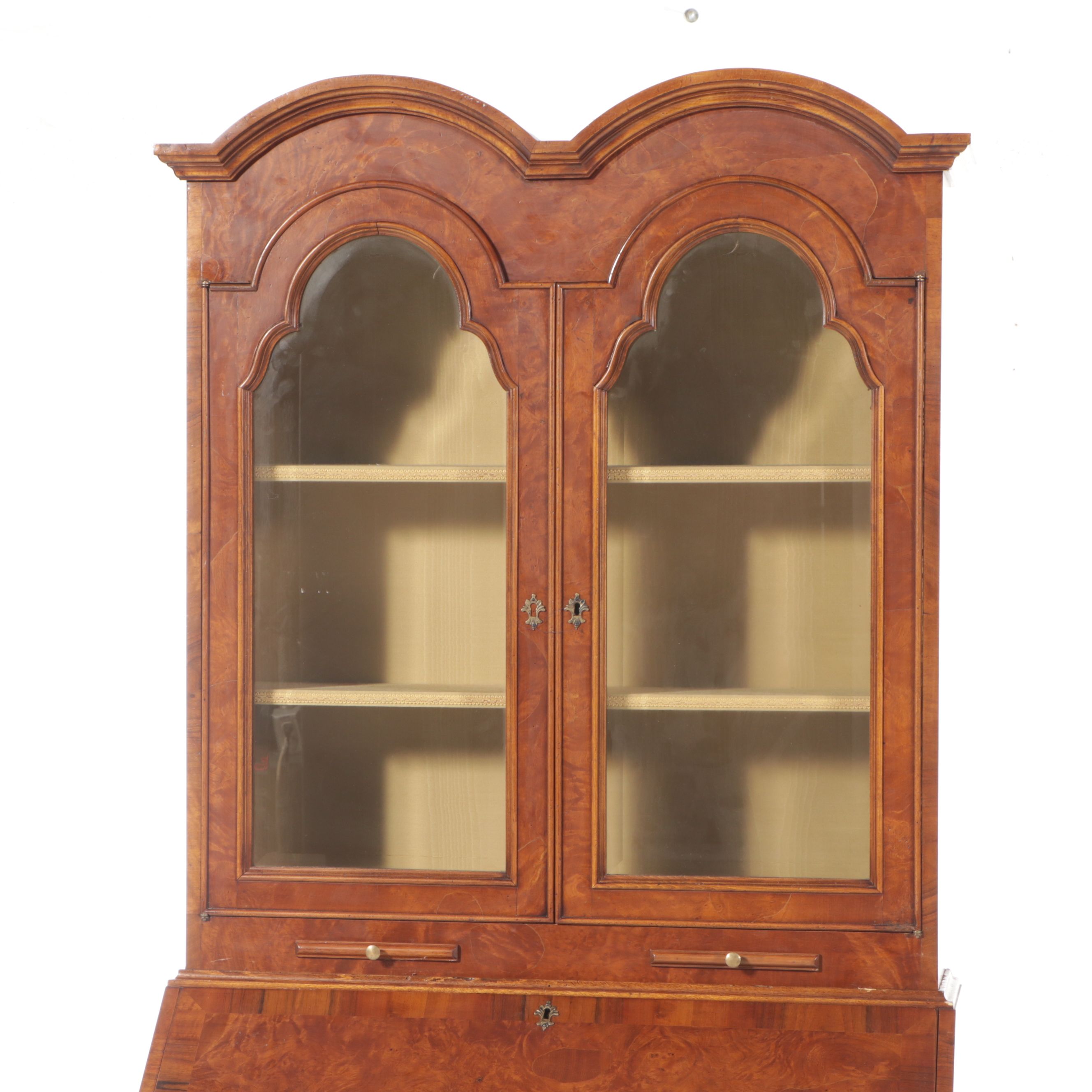George III Style Mahogany Double-Bonnet Drop Front Desk with Hutch, 20th Century