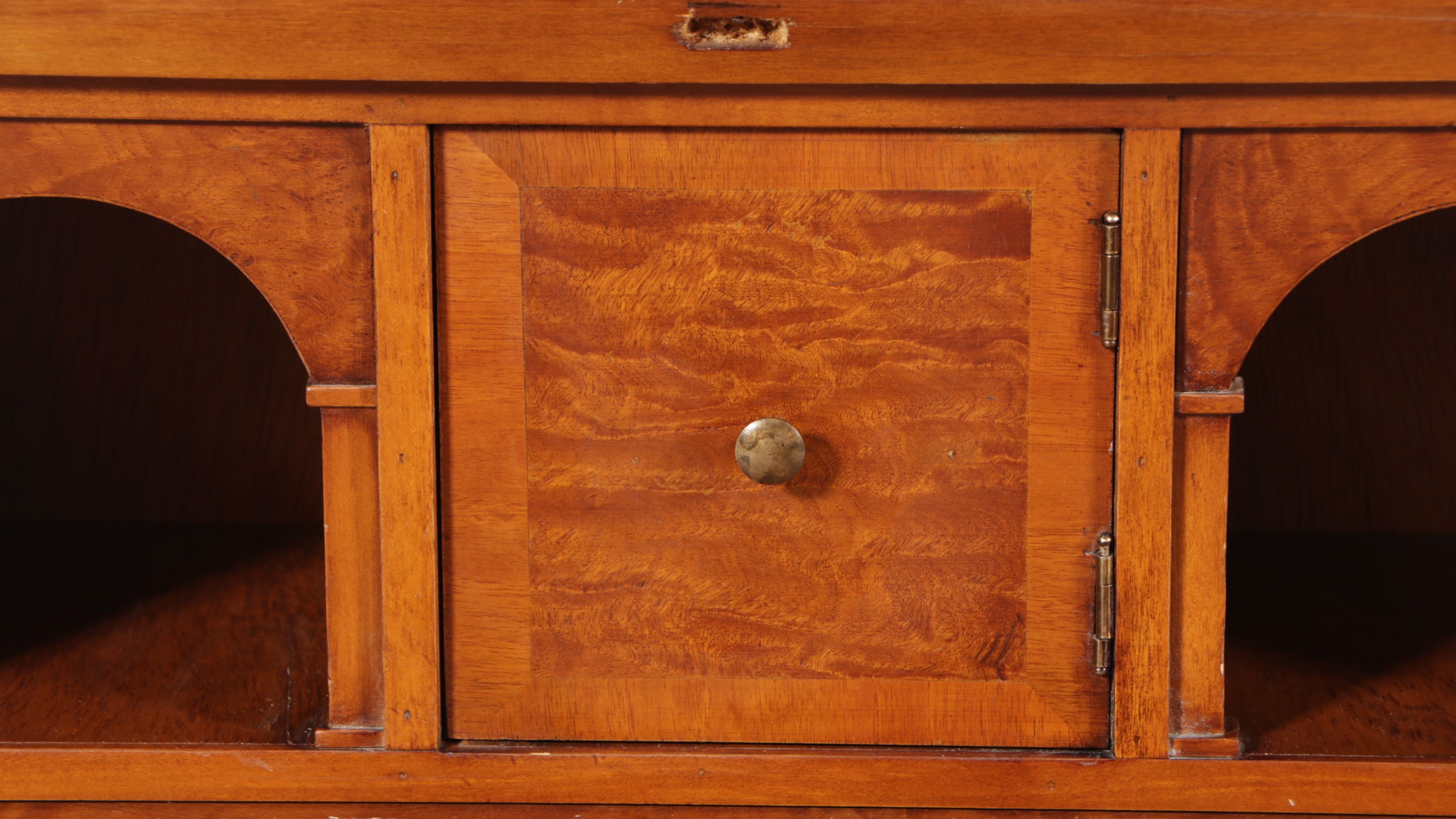George III Style Mahogany Double-Bonnet Drop Front Desk with Hutch, 20th Century