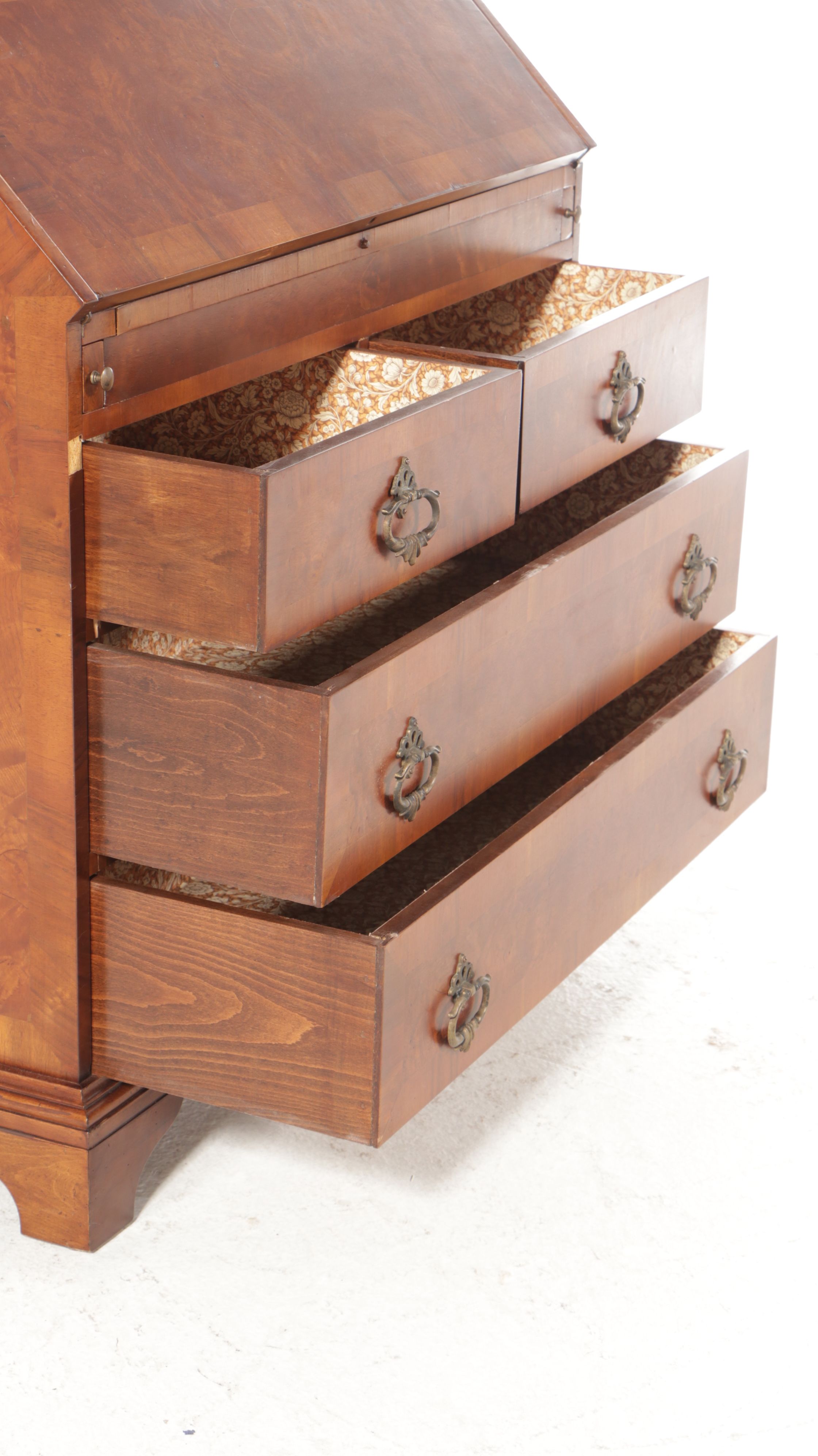 George III Style Mahogany Double-Bonnet Drop Front Desk with Hutch, 20th Century