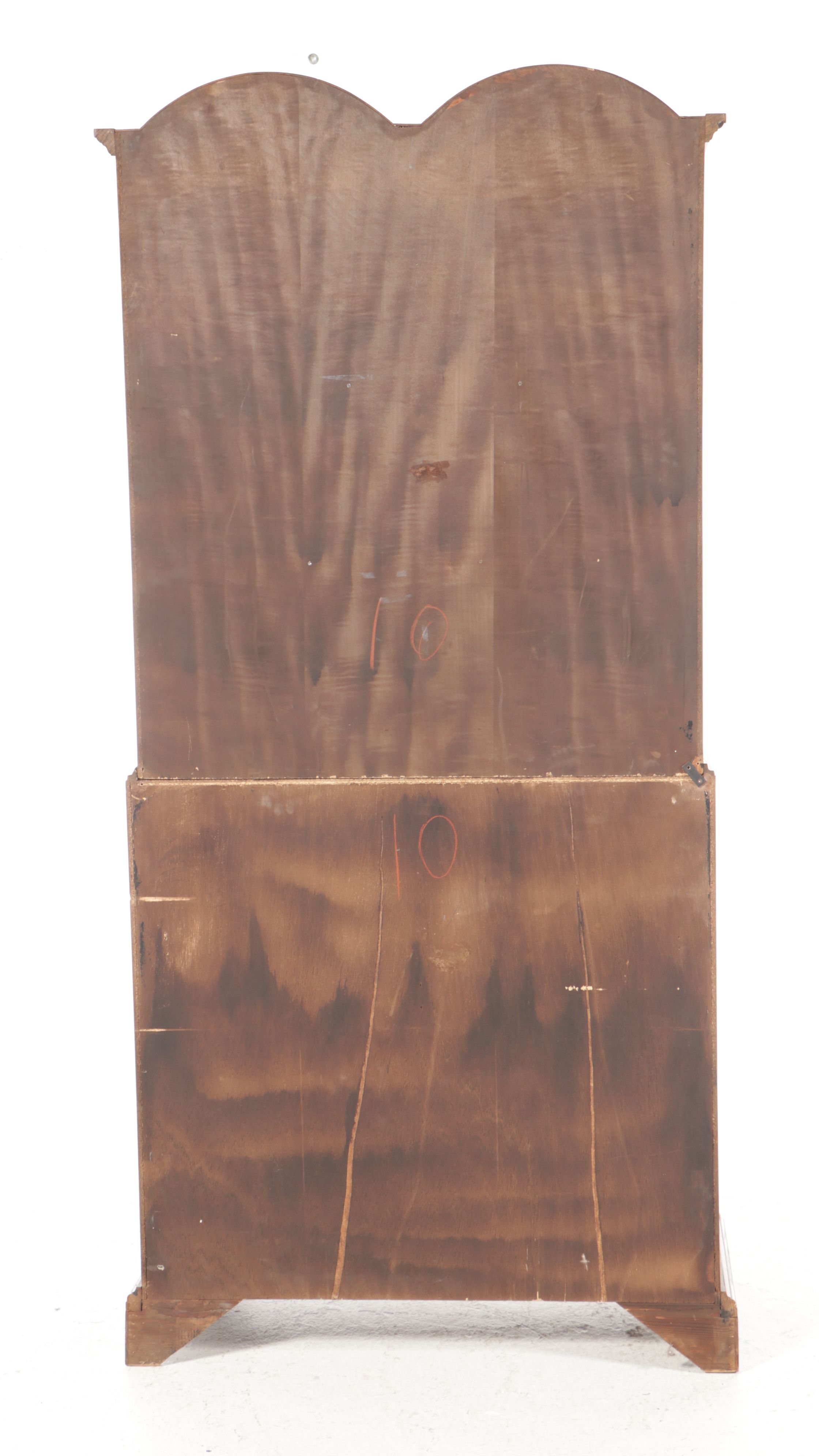 George III Style Mahogany Double-Bonnet Drop Front Desk with Hutch, 20th Century