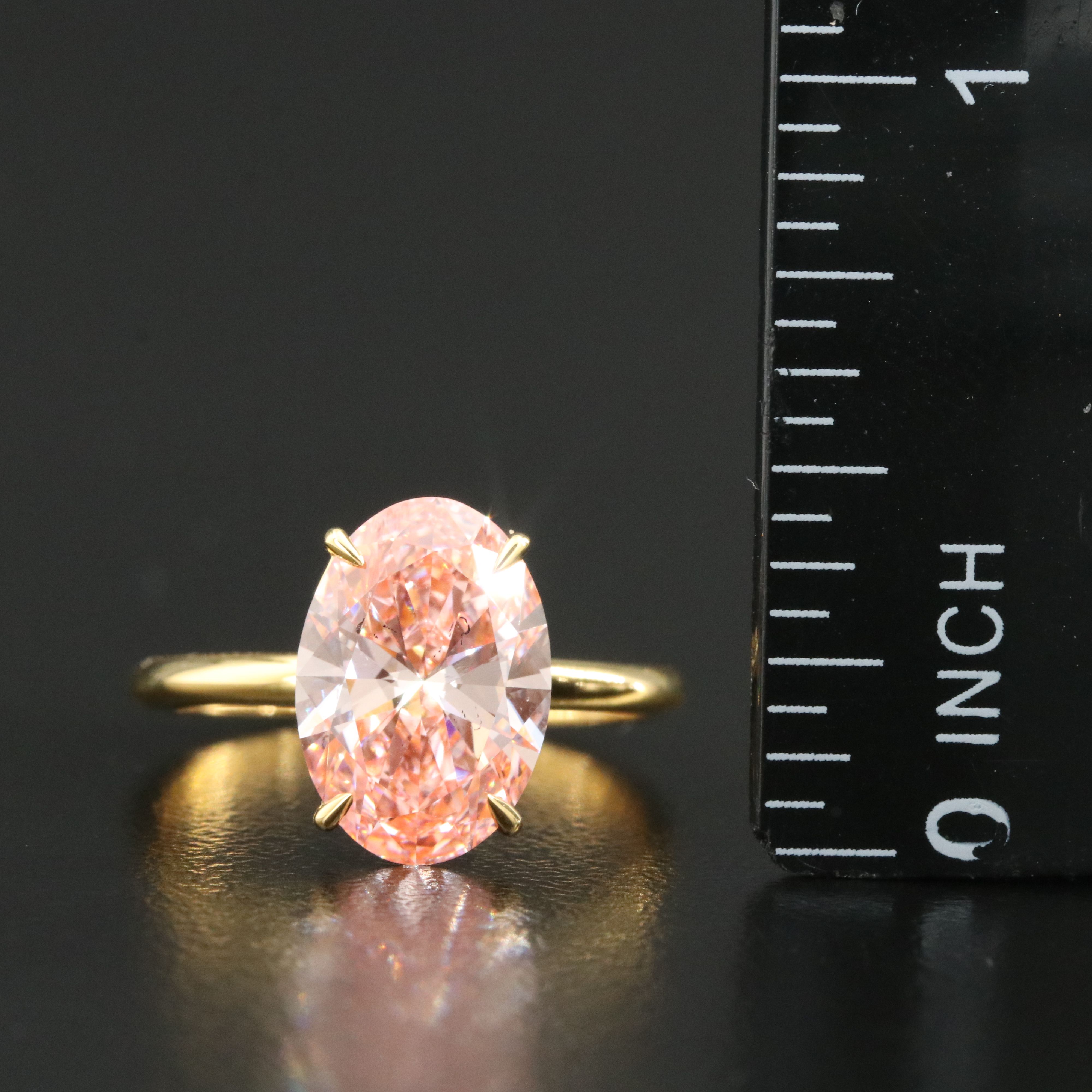 18K 3.09 CT Lab Grown Fancy Pink Diamond Solitaire Ring with IGI Report