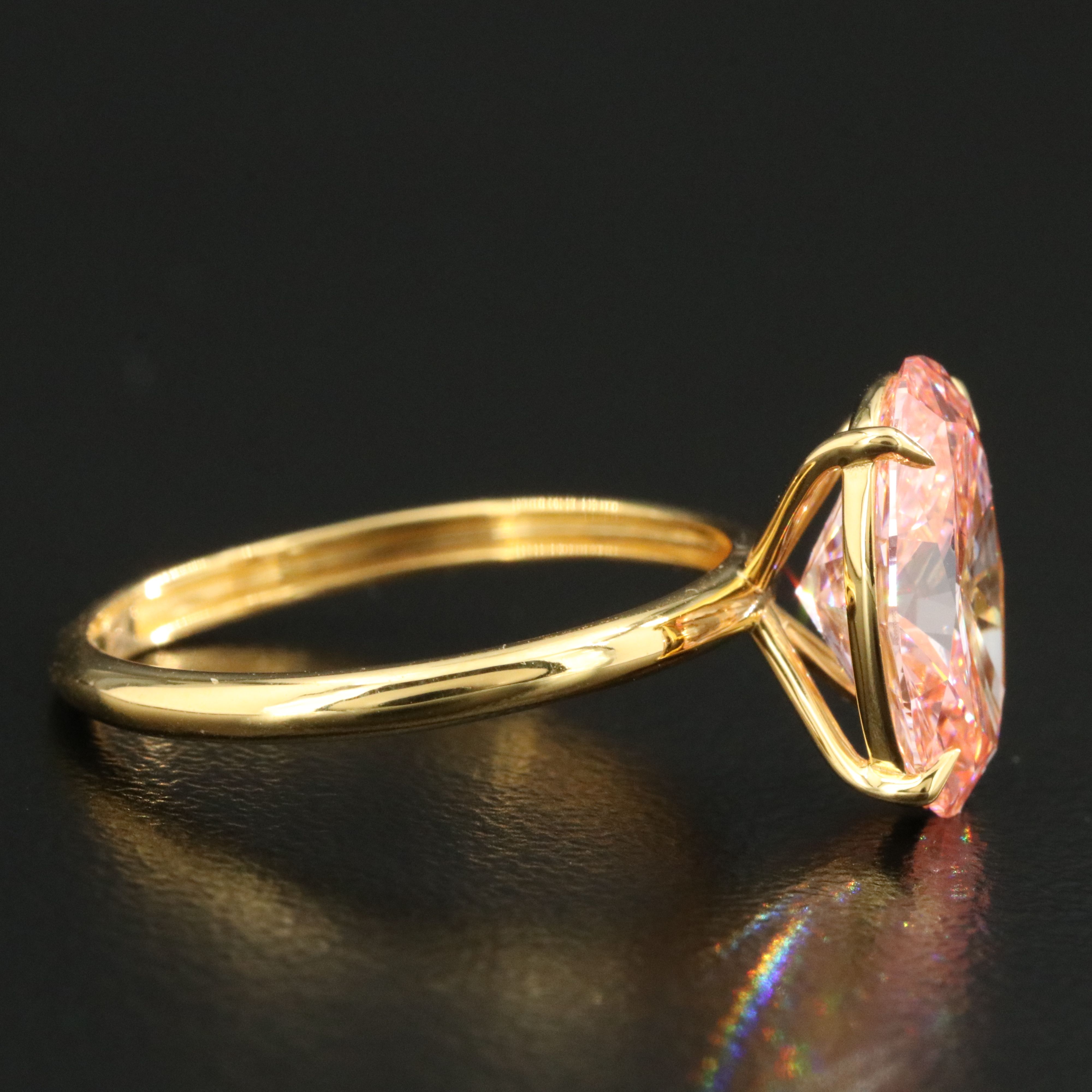 18K 3.09 CT Lab Grown Fancy Pink Diamond Solitaire Ring with IGI Report