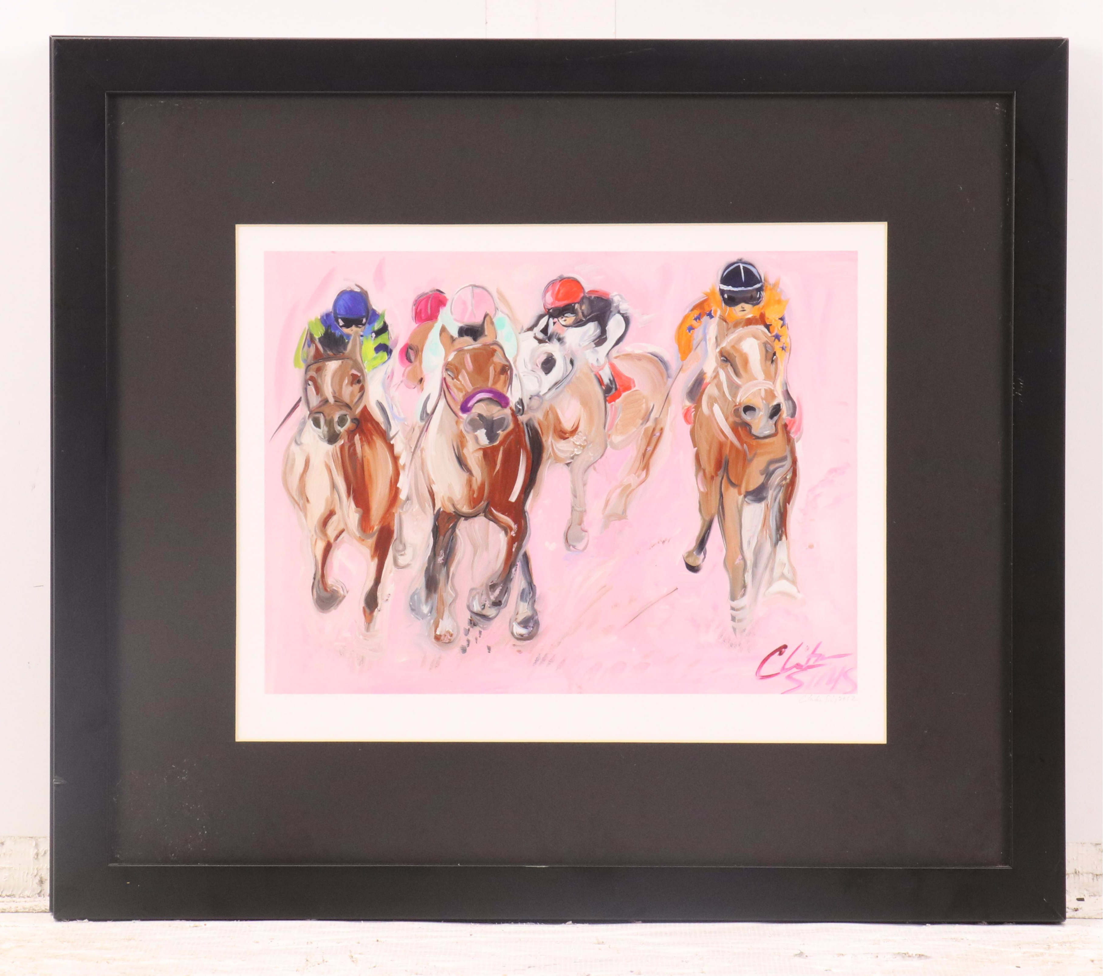 After Clinton Sims Expressionist Style Thoroughbred Racing Giclées, 2012