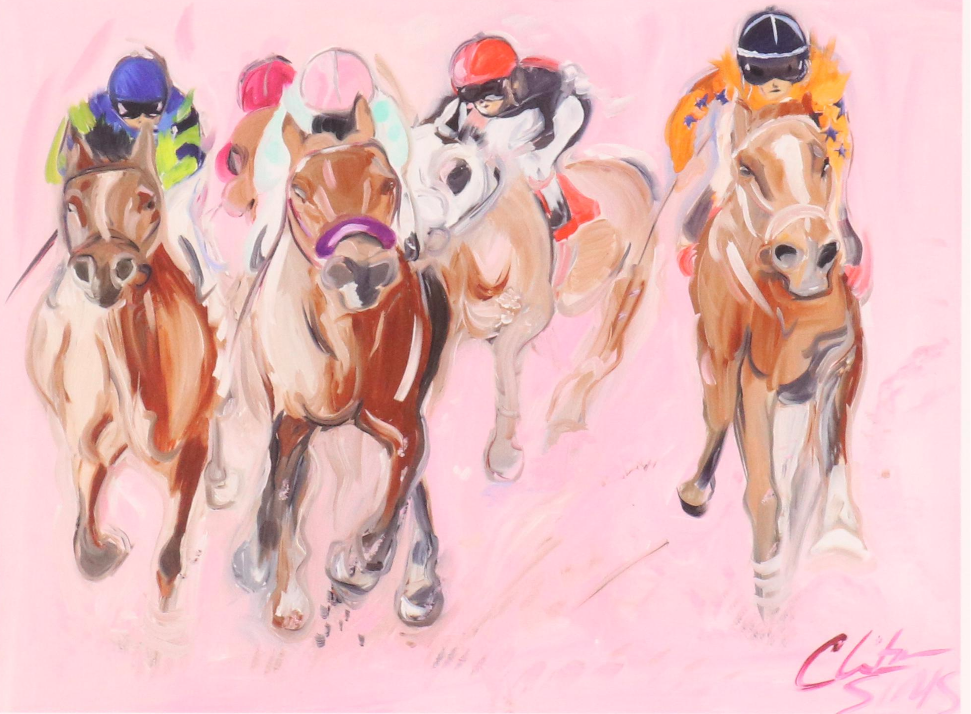 After Clinton Sims Expressionist Style Thoroughbred Racing Giclées, 2012