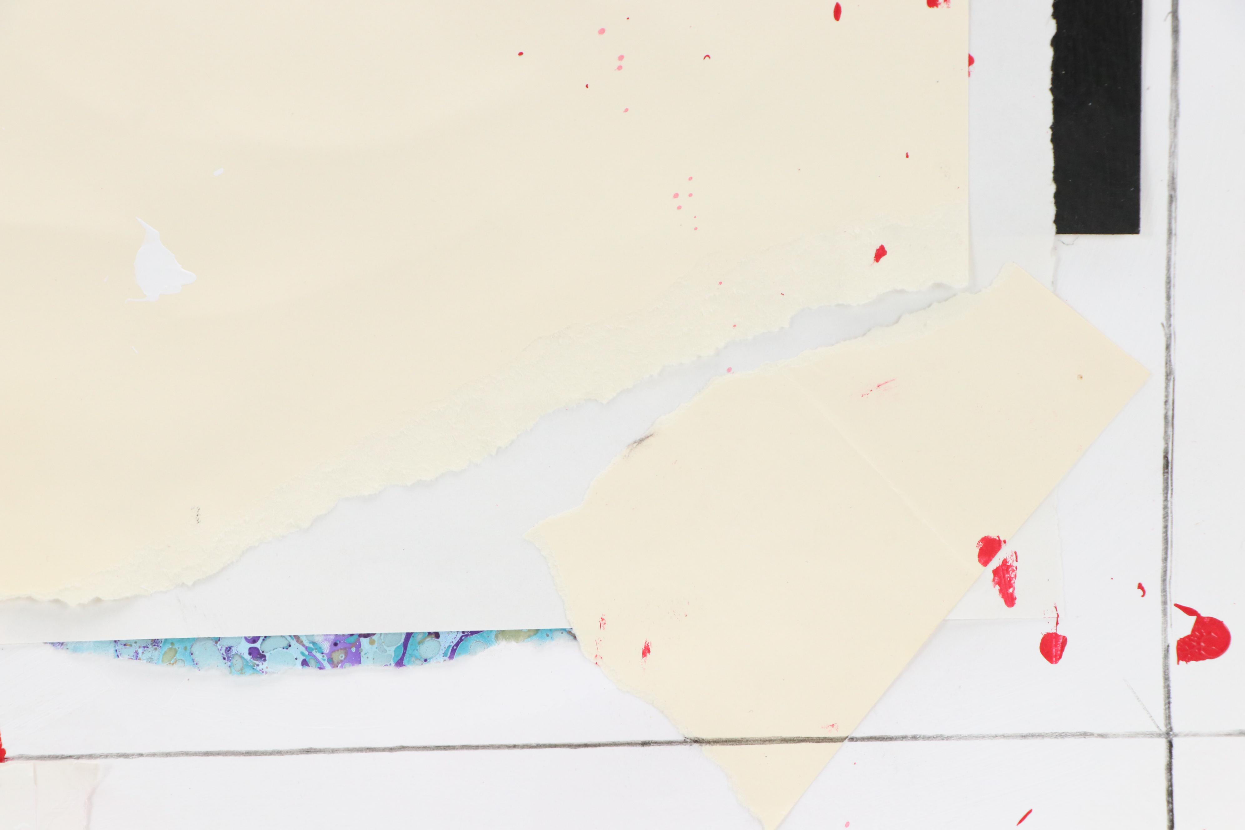 Robbie Kemper Abstract Mixed Media Collage "Massive Red Dot," 2025