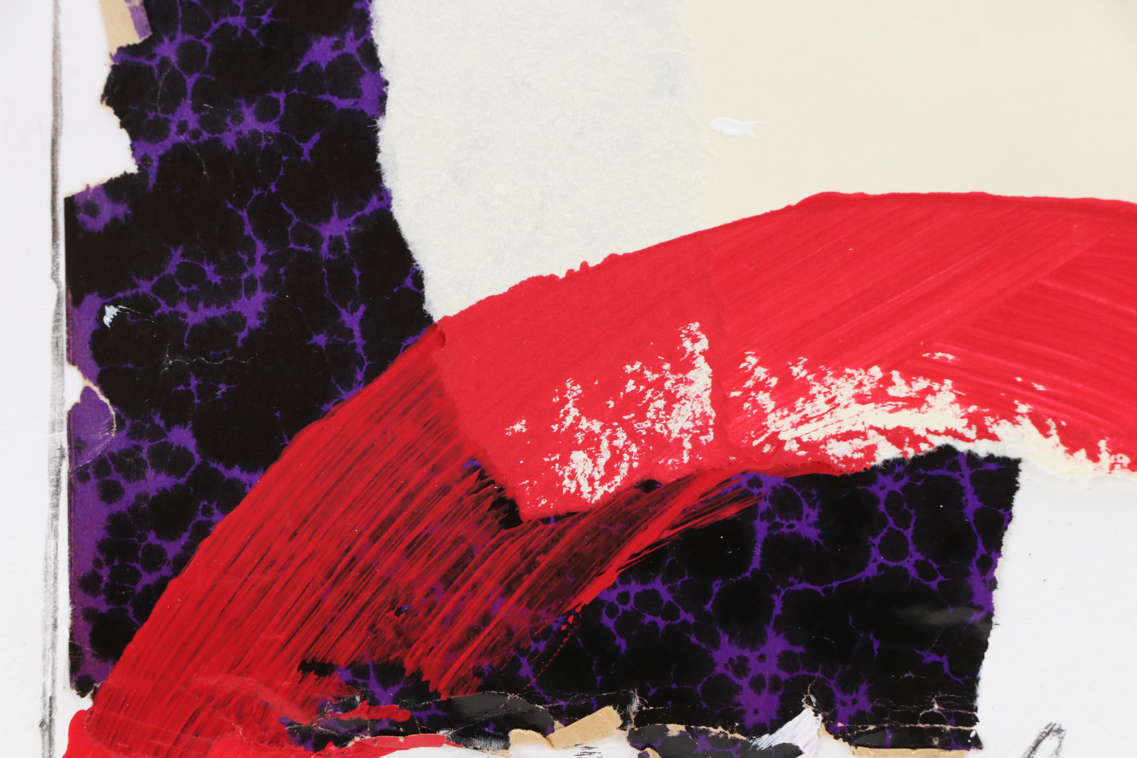 Robbie Kemper Abstract Mixed Media Collage "Massive Red Dot," 2025