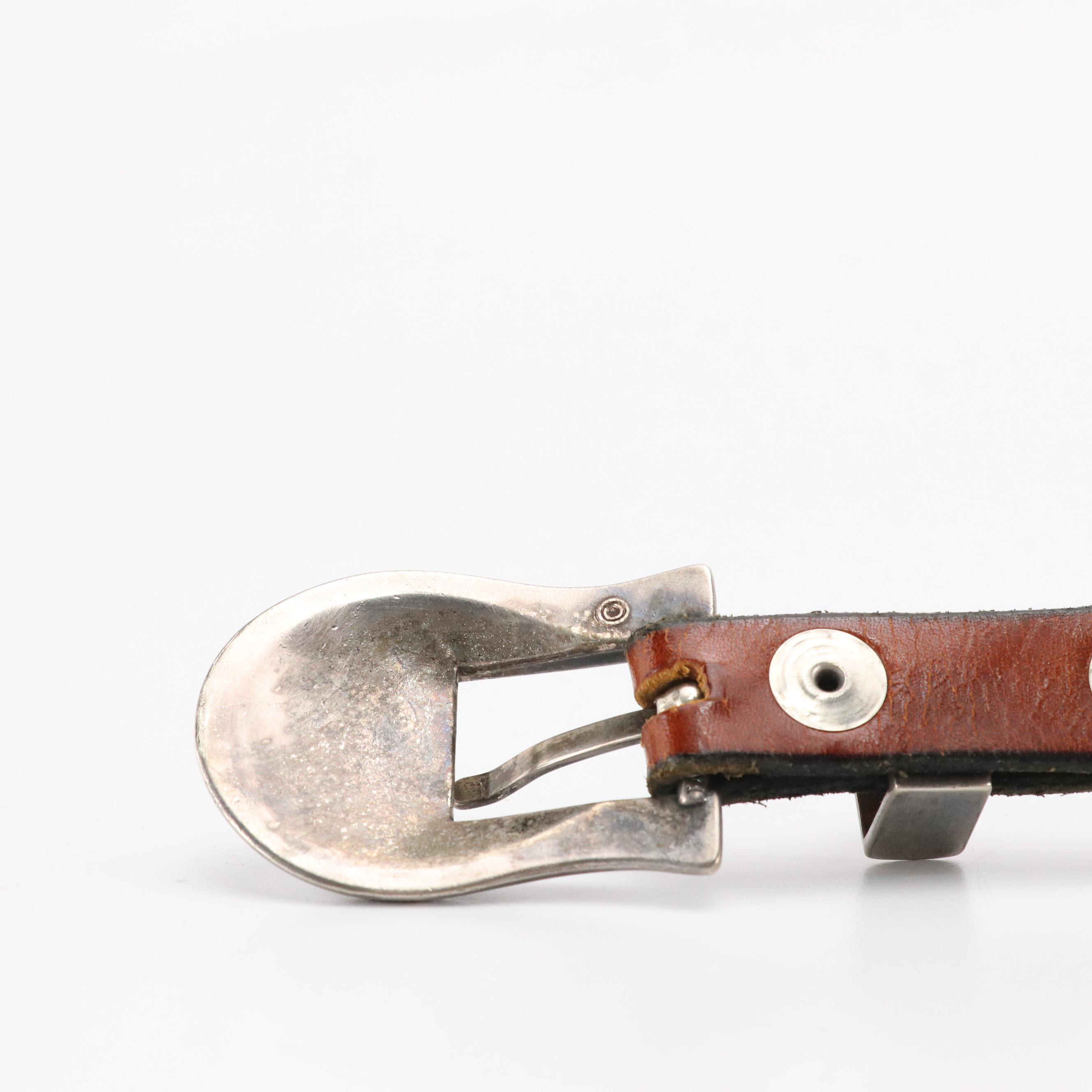 Southwestern Indian Head Cent/Standing Liberty Quarter Tooled Leather Belt