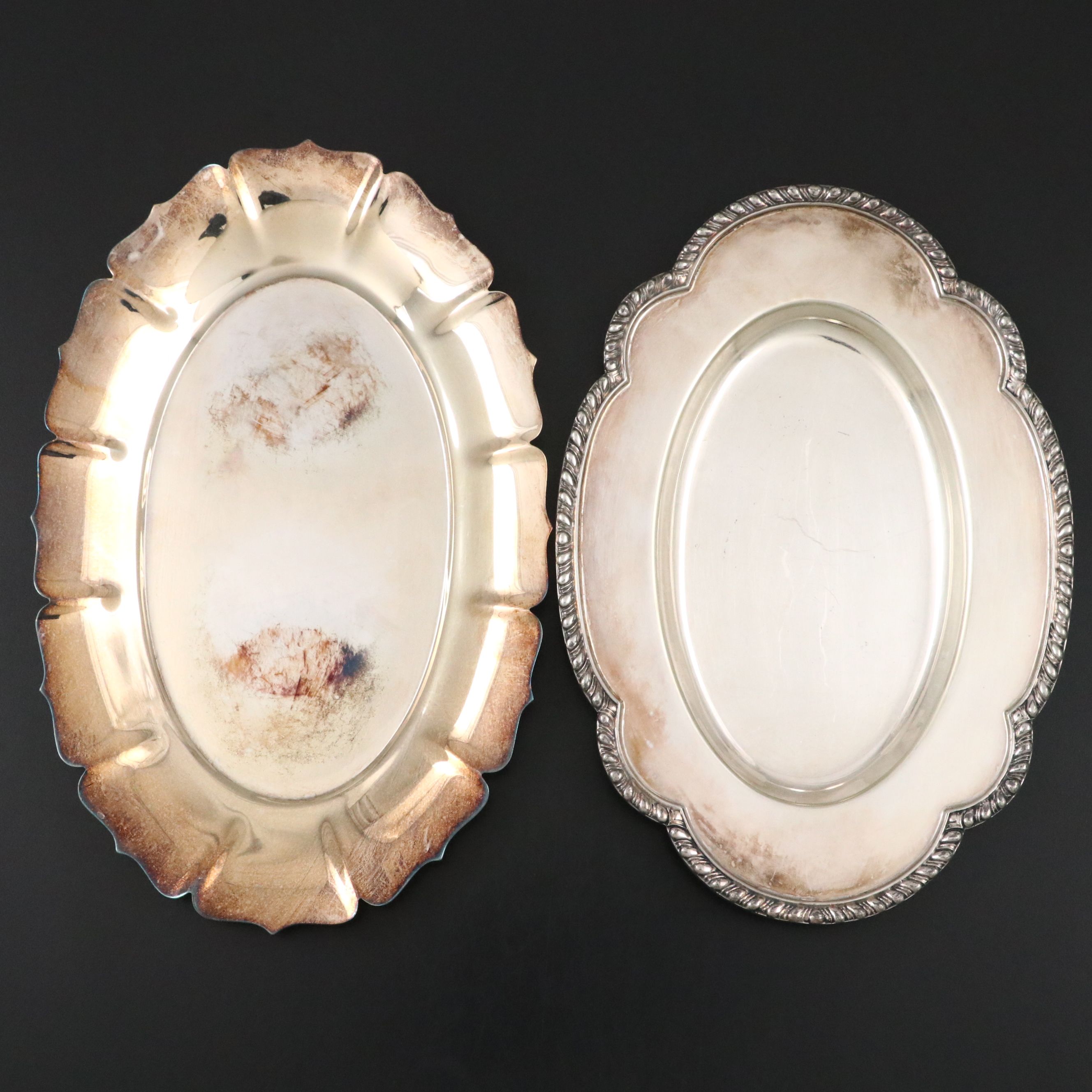 Sheffield Style Old London Footed Meat Platter with Other Silver Plate Serveware