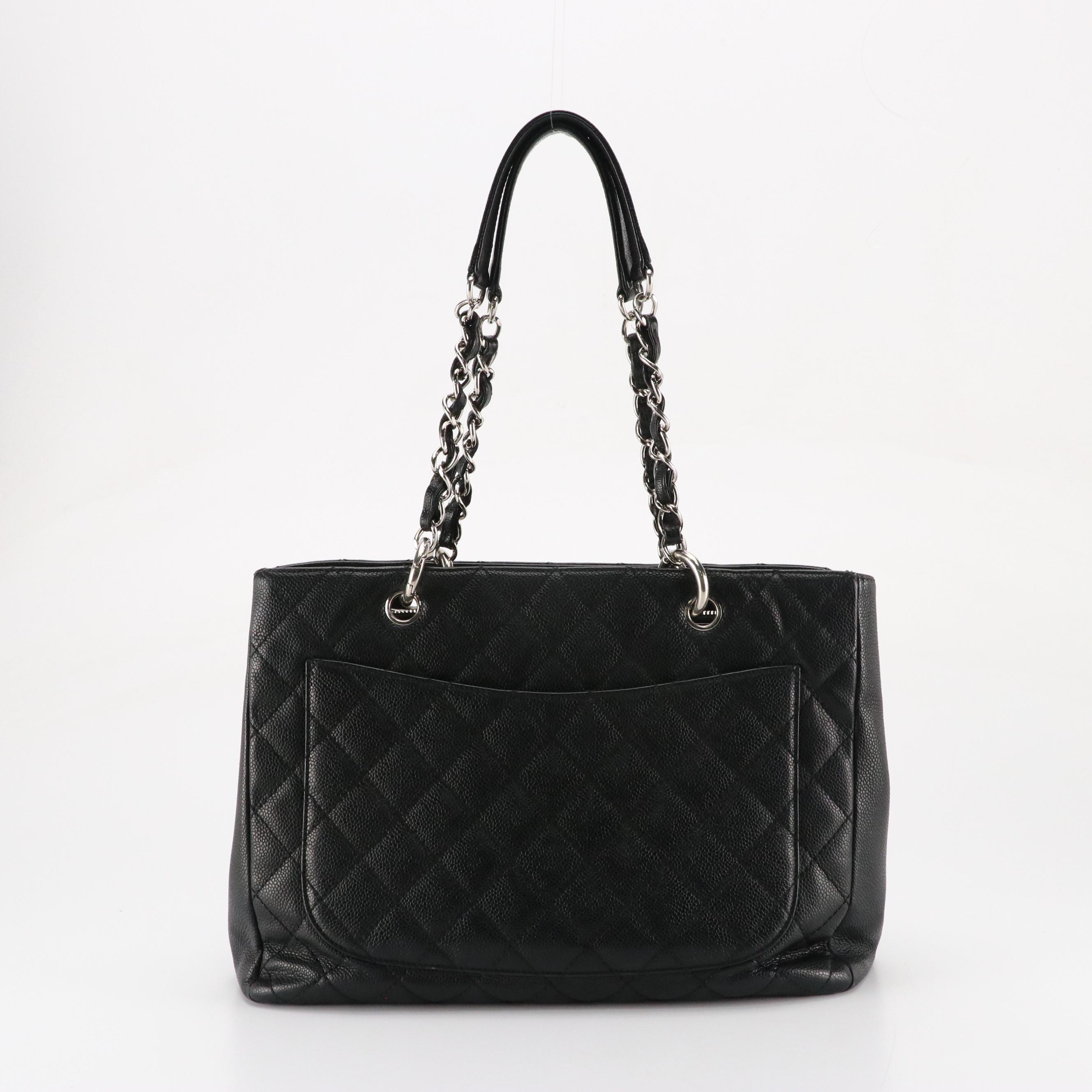 Chanel CC Grand Shopping Tote in Black Quilted Caviar Leather