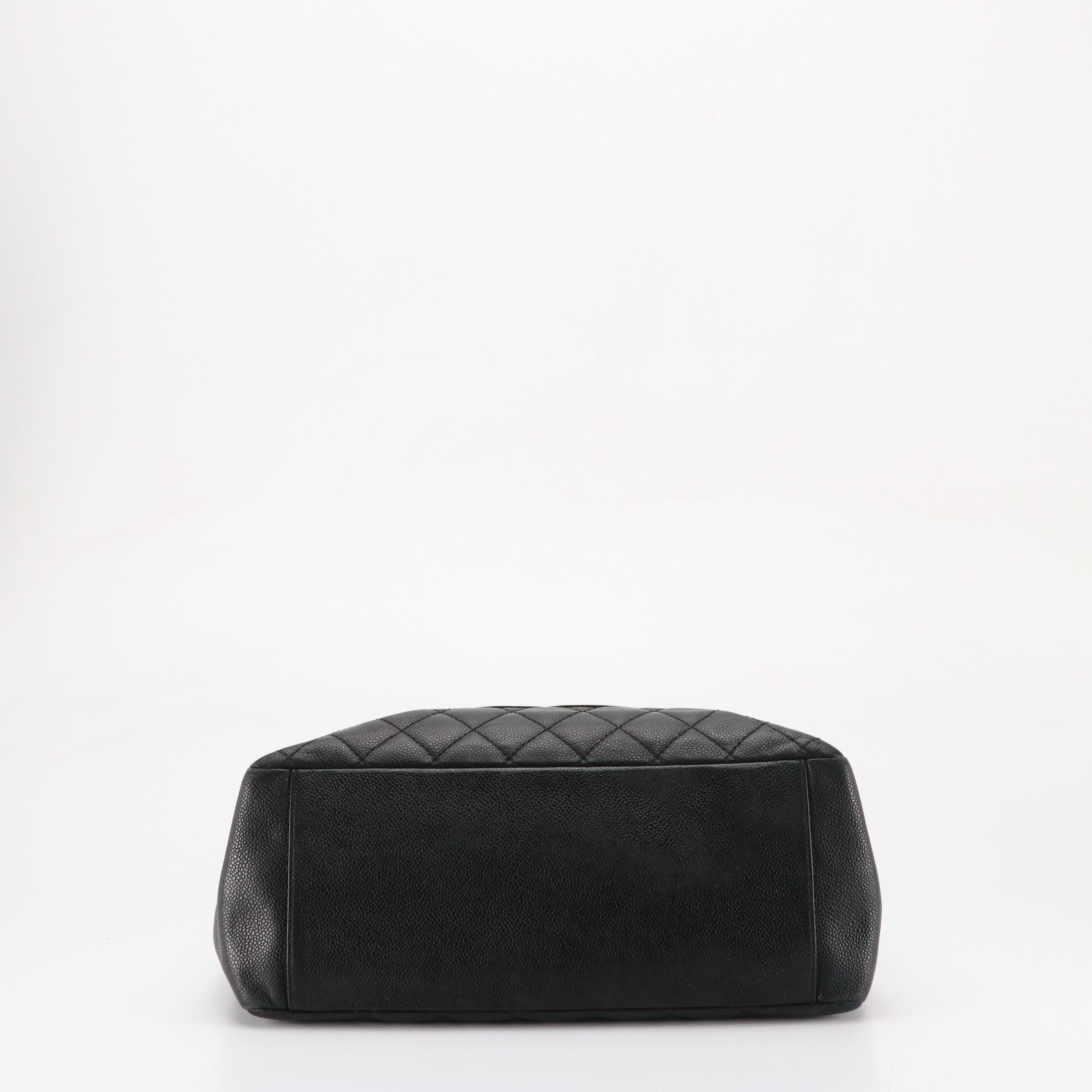 Chanel CC Grand Shopping Tote in Black Quilted Caviar Leather