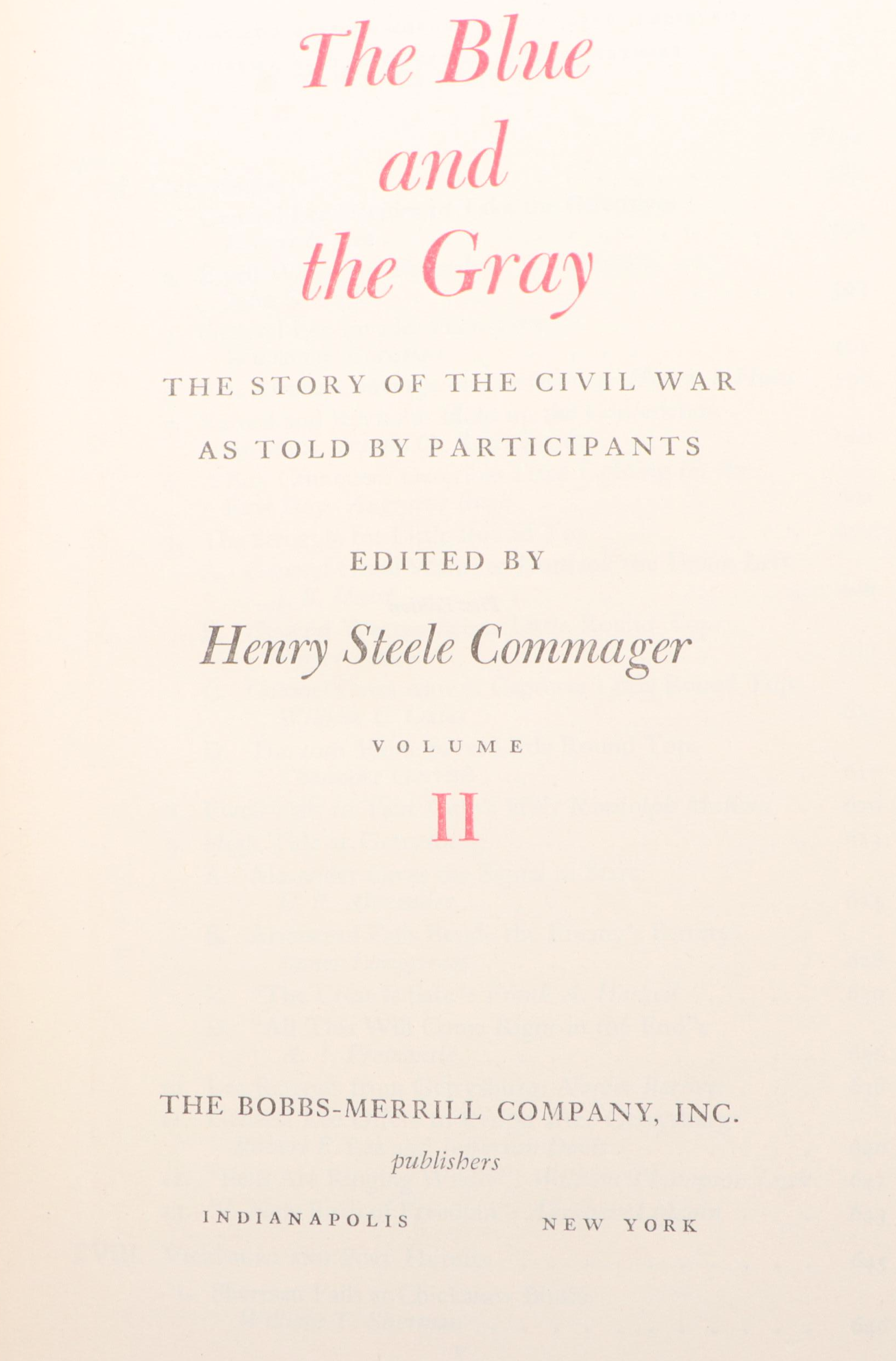First Edition "The Blue and the Gray" Edited by Henry Steele Commager, 1950