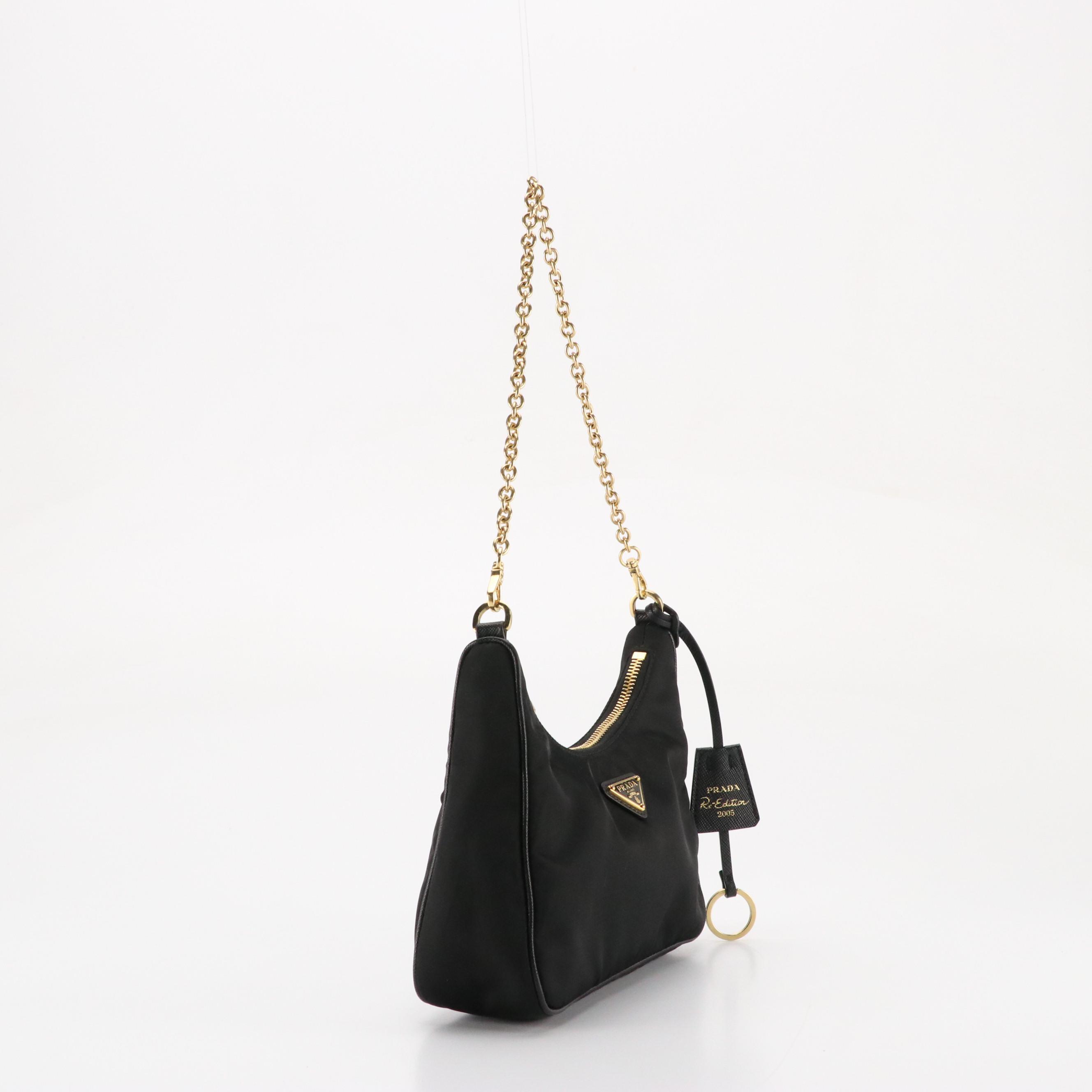 Prada Re-Edition 2005 Black Re-Nylon and Saffiano Leather Mini Bag