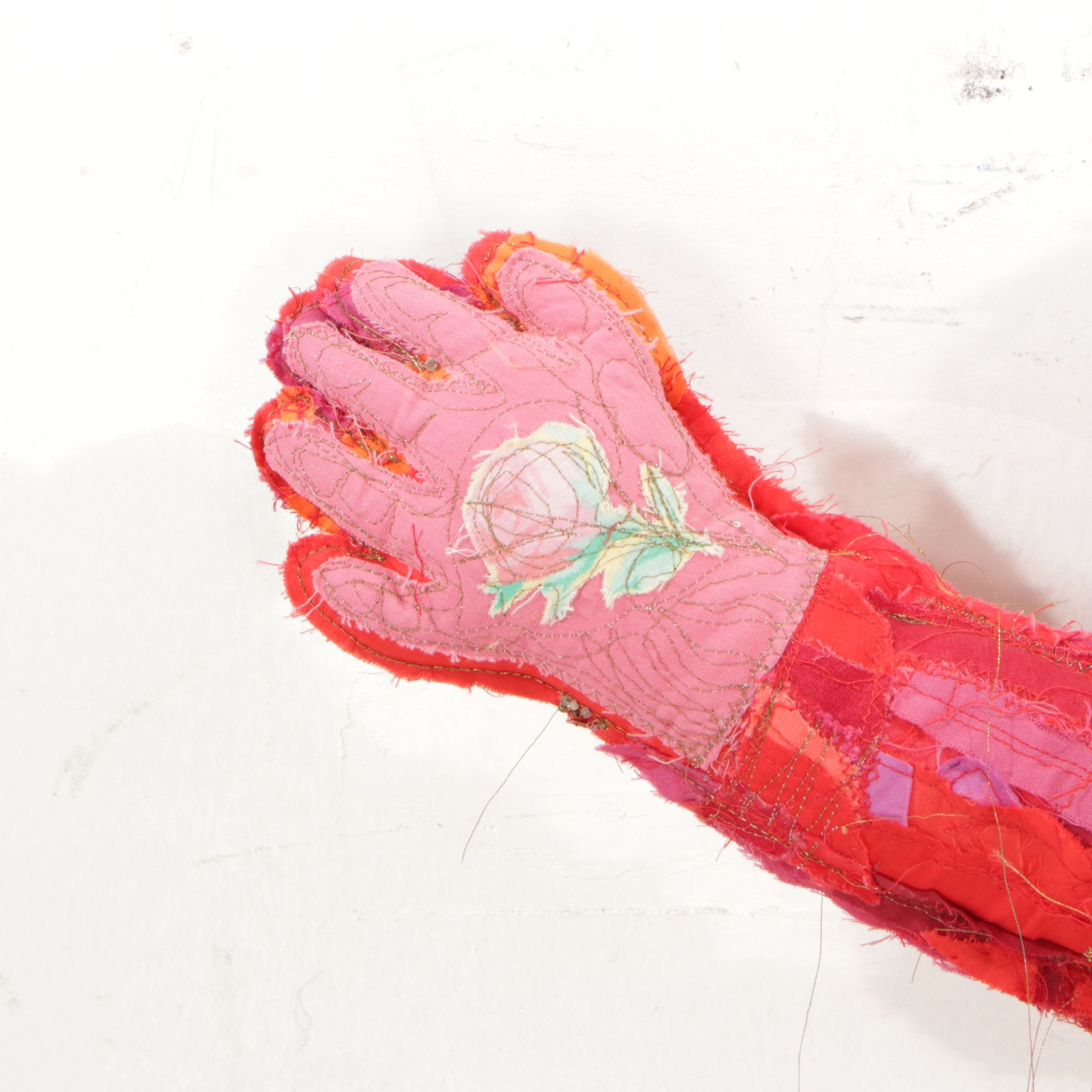 Hand-Crafted Folk Art Fabric Doll With Beading and Embellishments