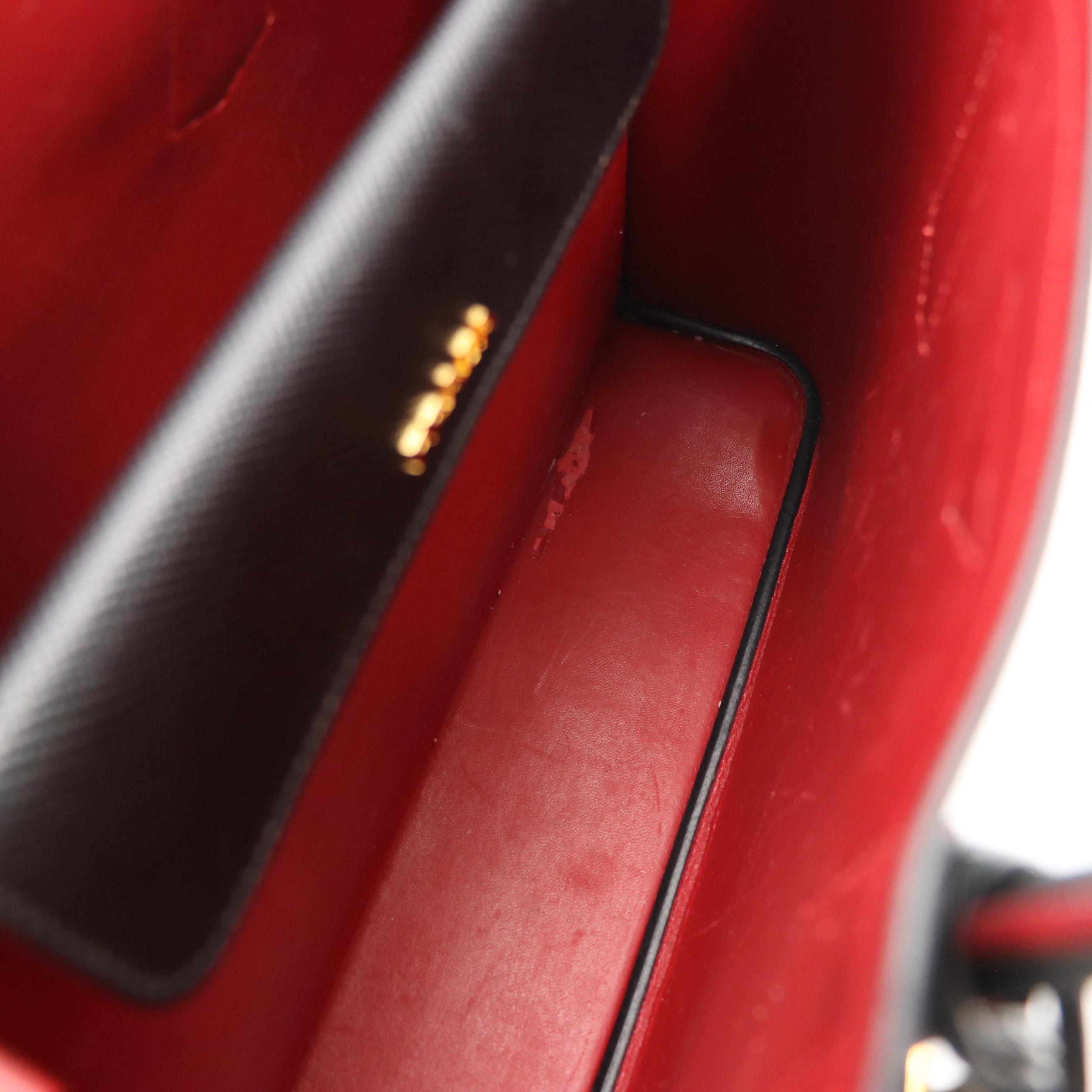 Prada Medium Double Bag in Black Saffiano and Fiery Red Nappa Leather