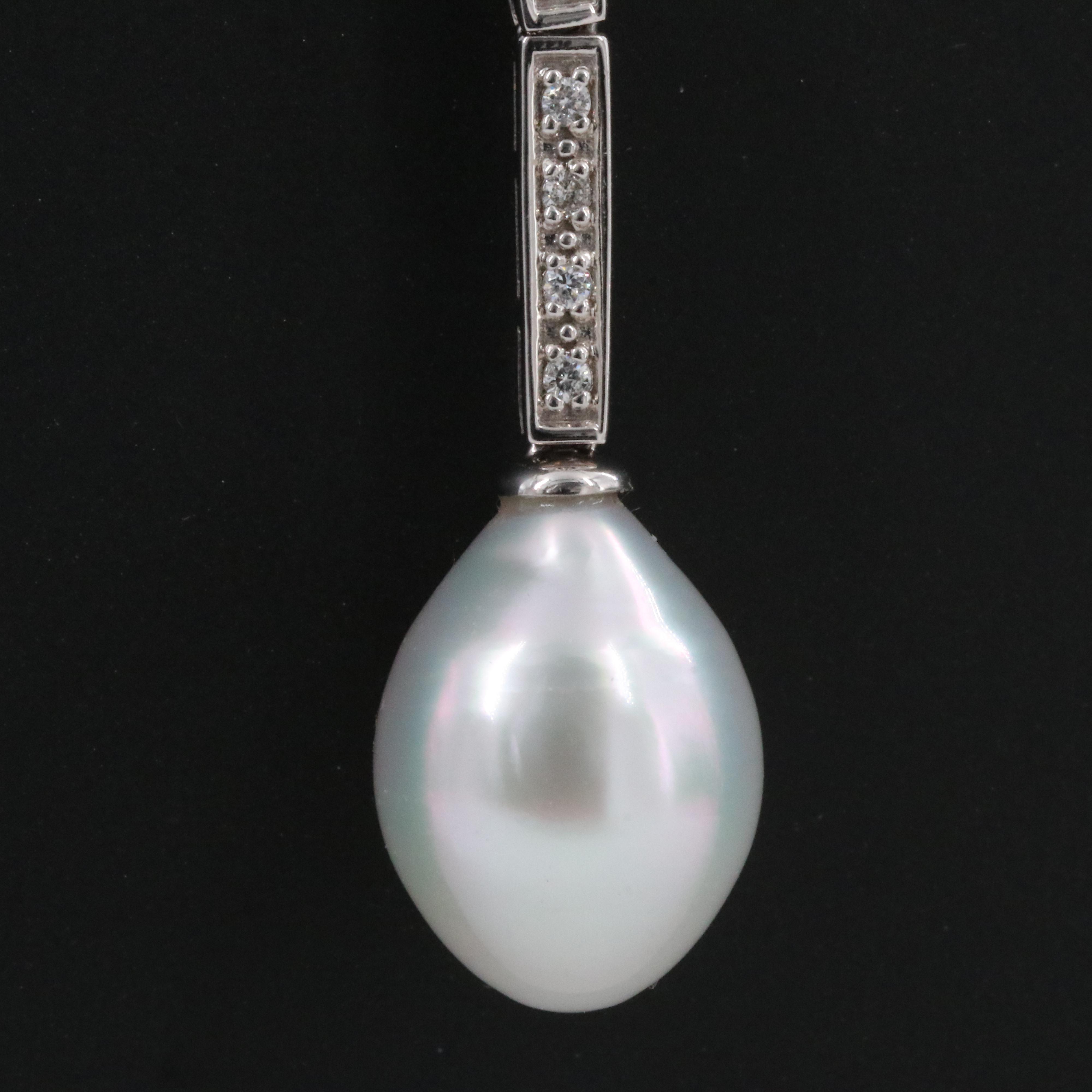 14K Pearl and Diamond Y Necklace