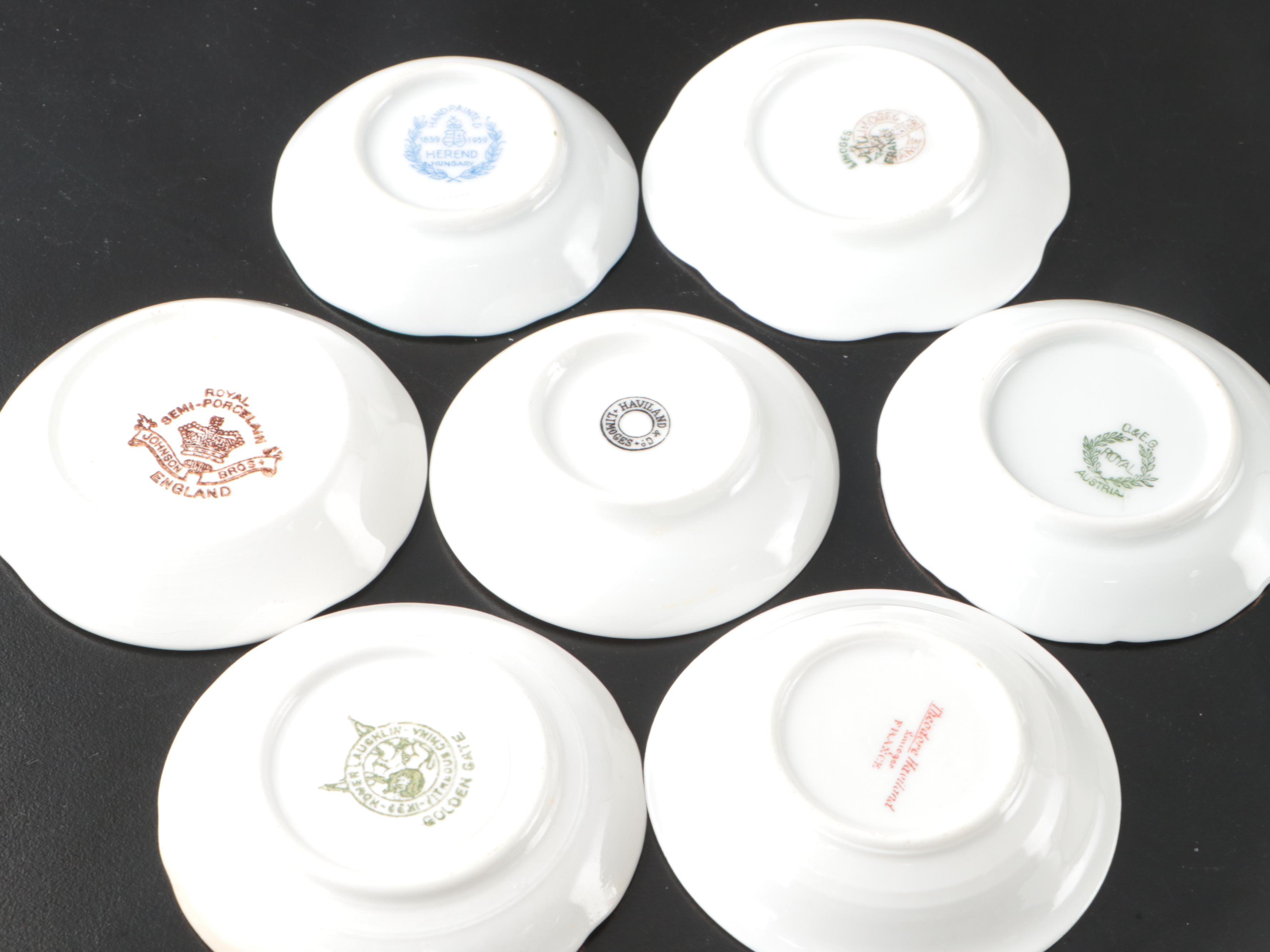 Victorian Flow Blue with Other Ceramic Butterpats and Small Dishes