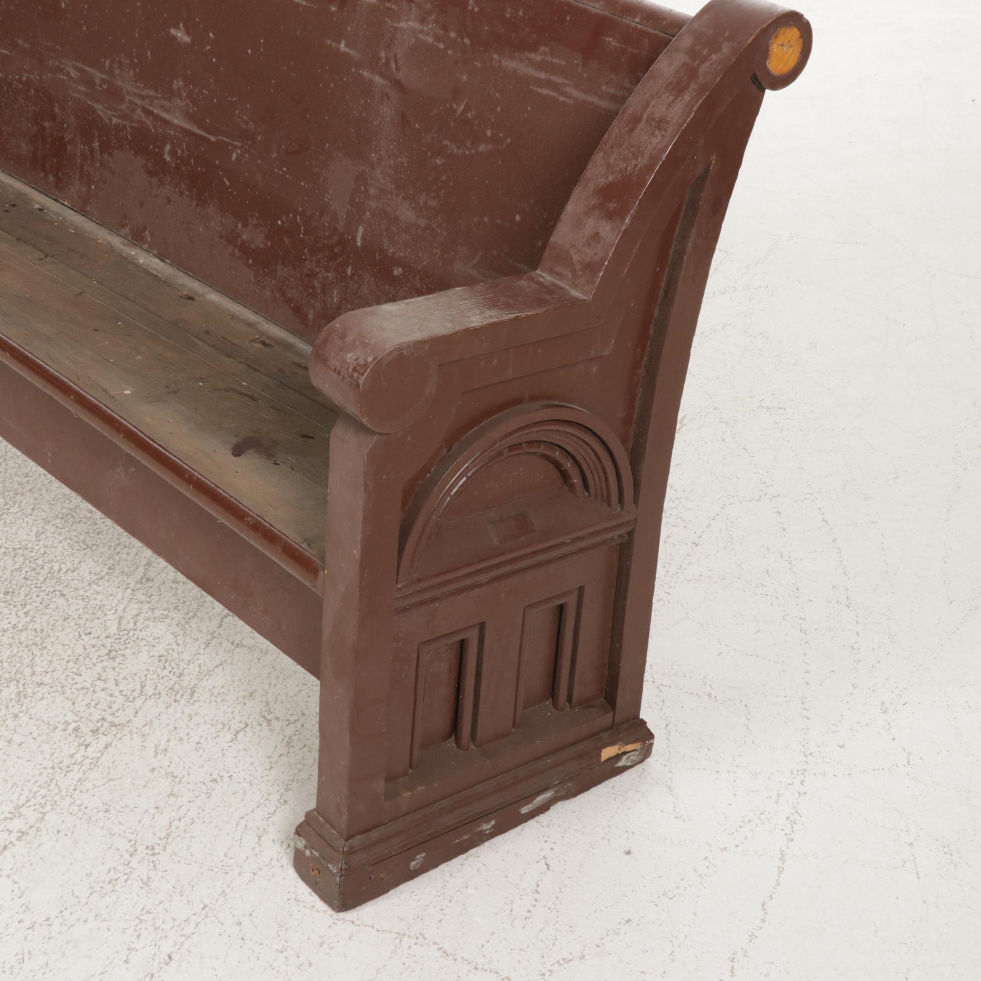 Painted Wood Church Pew, Mid to Late 20th Century